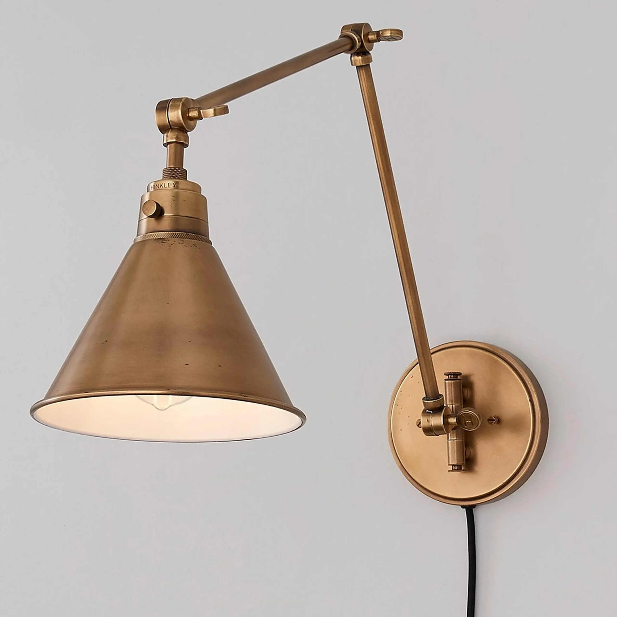 Cyrus Arched Swing Arm Sconce - Metal Shade
