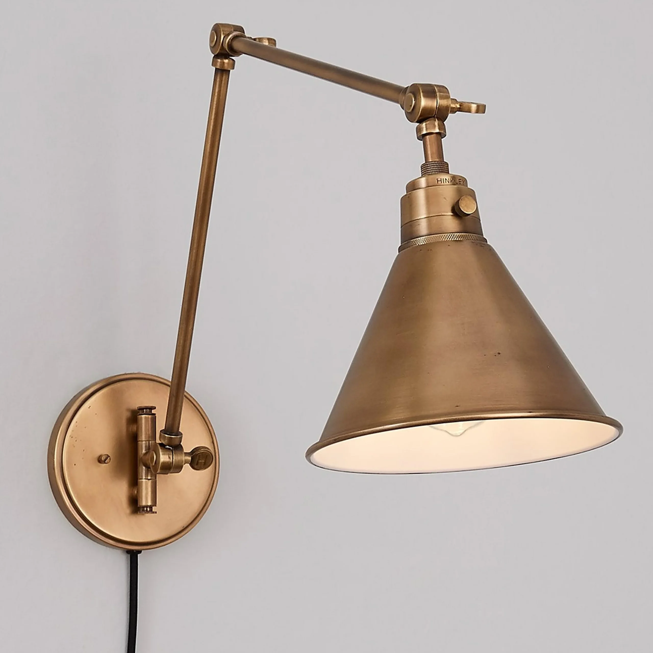 Cyrus Arched Swing Arm Sconce - Metal Shade