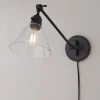 Cyrus Straight Swing Arm Sconce - Glass Shade