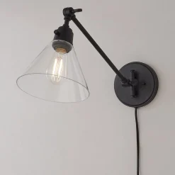 Cyrus Straight Swing Arm Sconce - Glass Shade