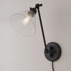 Cyrus Straight Swing Arm Sconce - Glass Shade