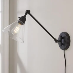 Cyrus Straight Swing Arm Sconce - Glass Shade