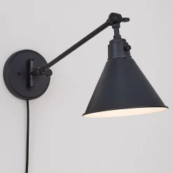 Cyrus Straight Swing Arm Sconce - Metal Shade