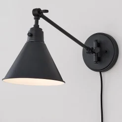 Cyrus Straight Swing Arm Sconce - Metal Shade
