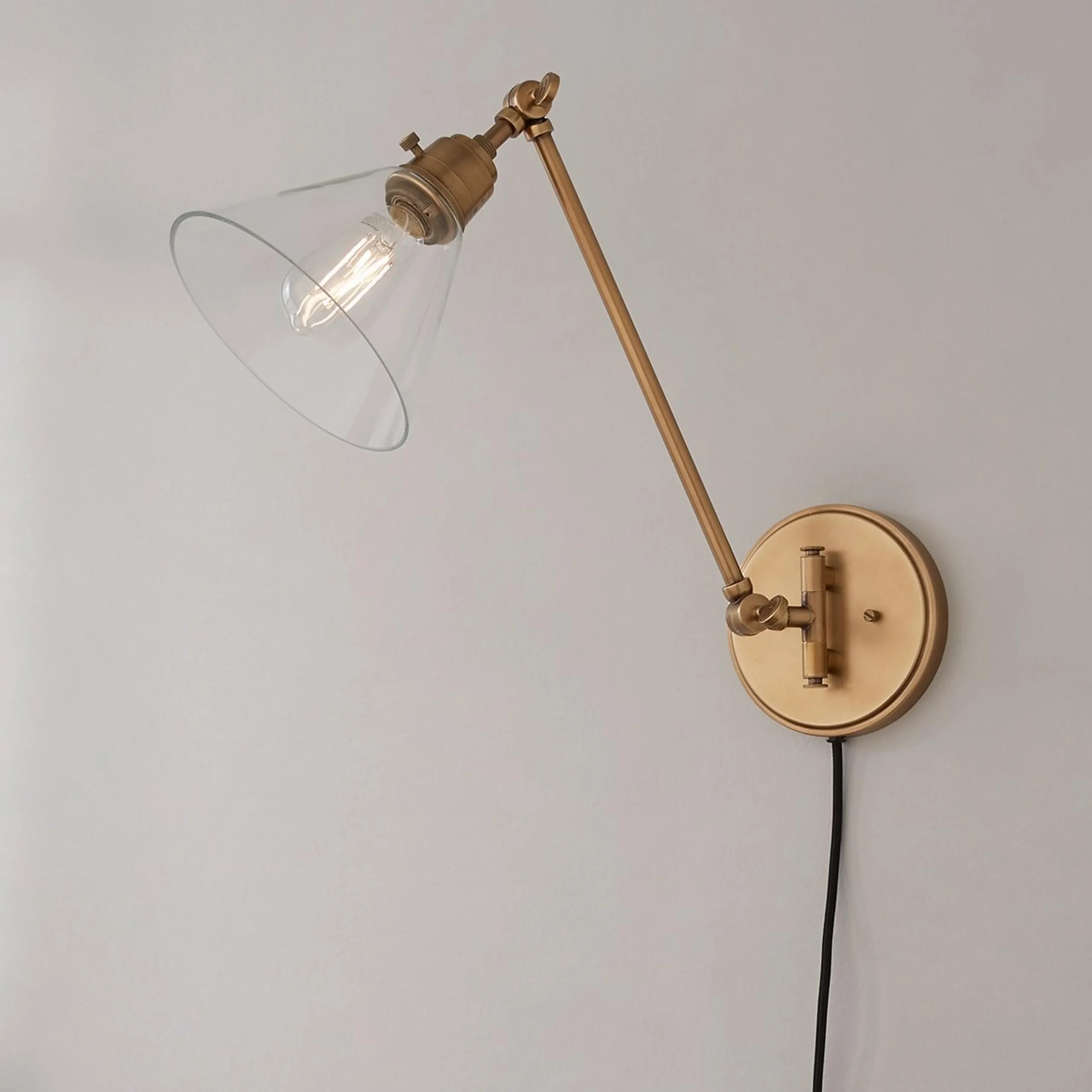 Cyrus Straight Swing Arm Sconce - Glass Shade