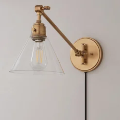 Cyrus Straight Swing Arm Sconce - Glass Shade