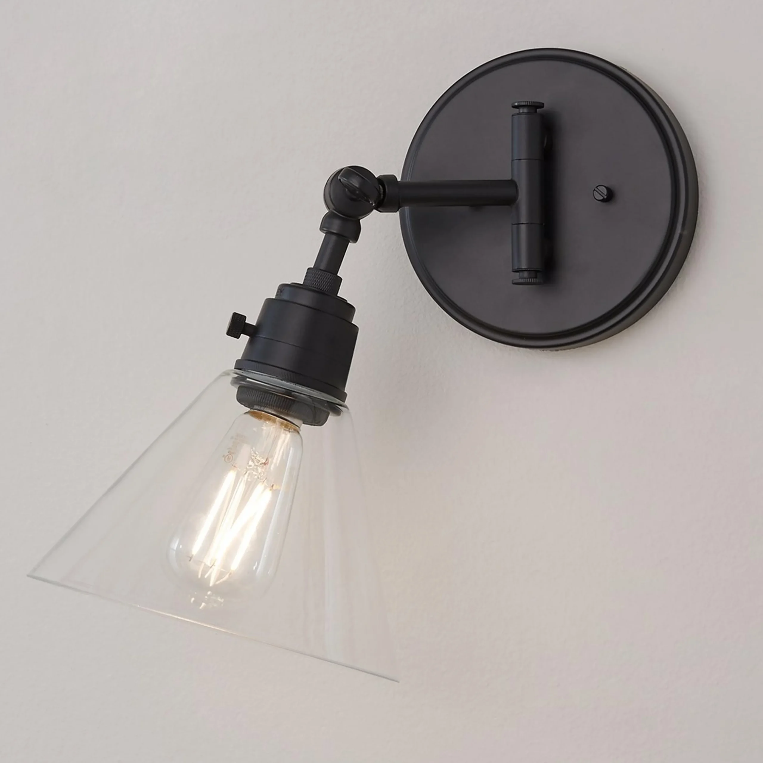 Cyrus Swing Arm Sconce - Glass Shade
