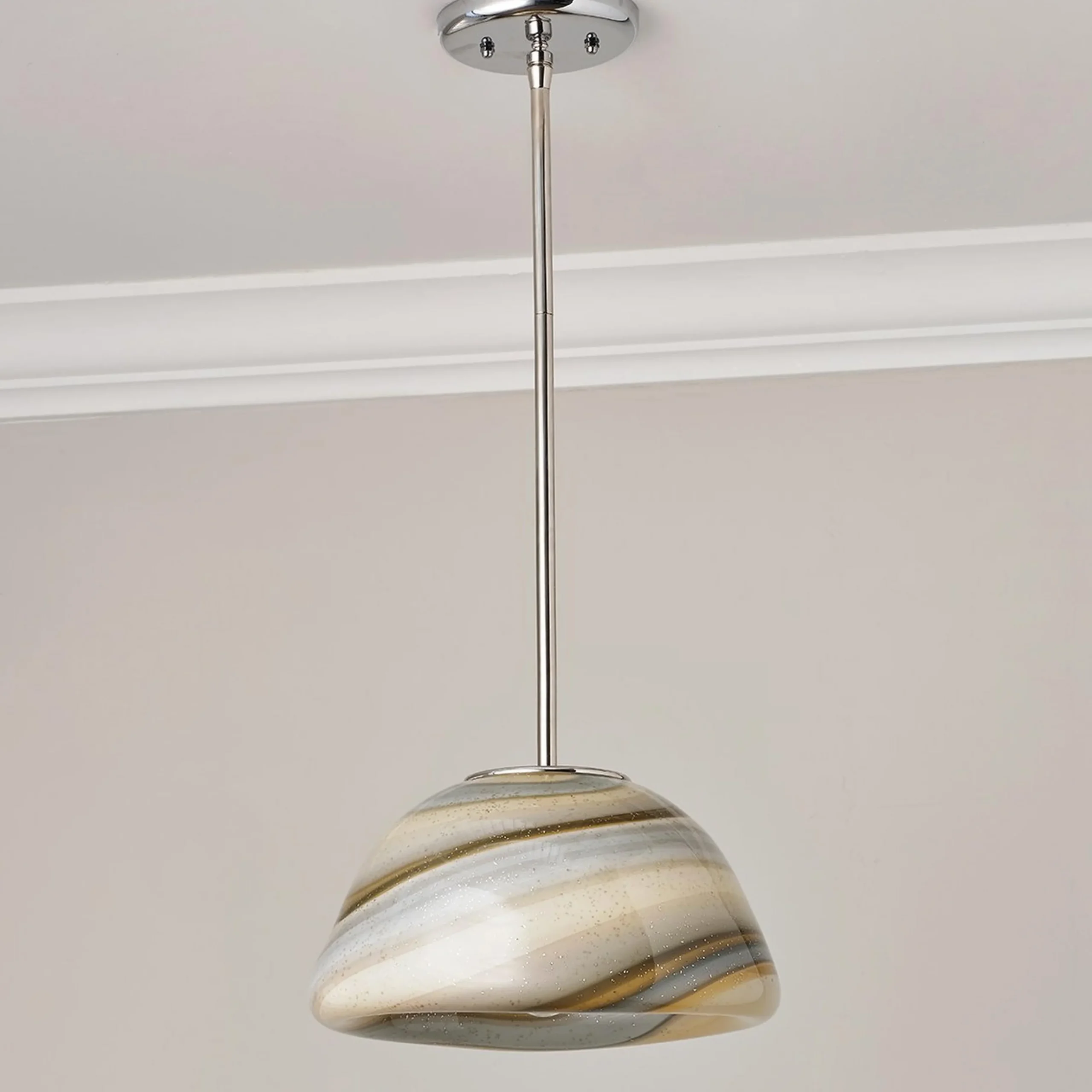 Desert Gold Art Glass Pendant - Dome