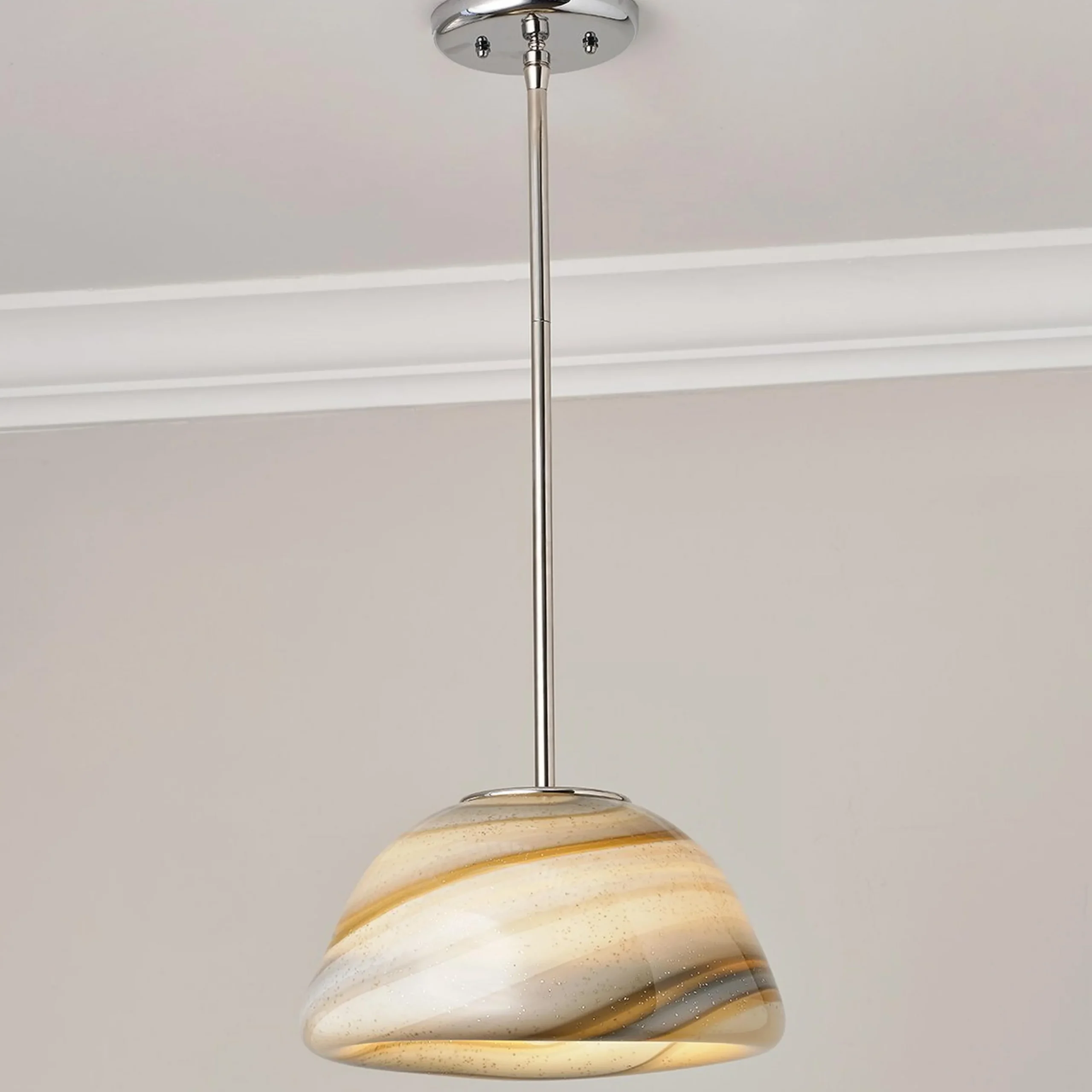 Desert Gold Art Glass Pendant - Dome