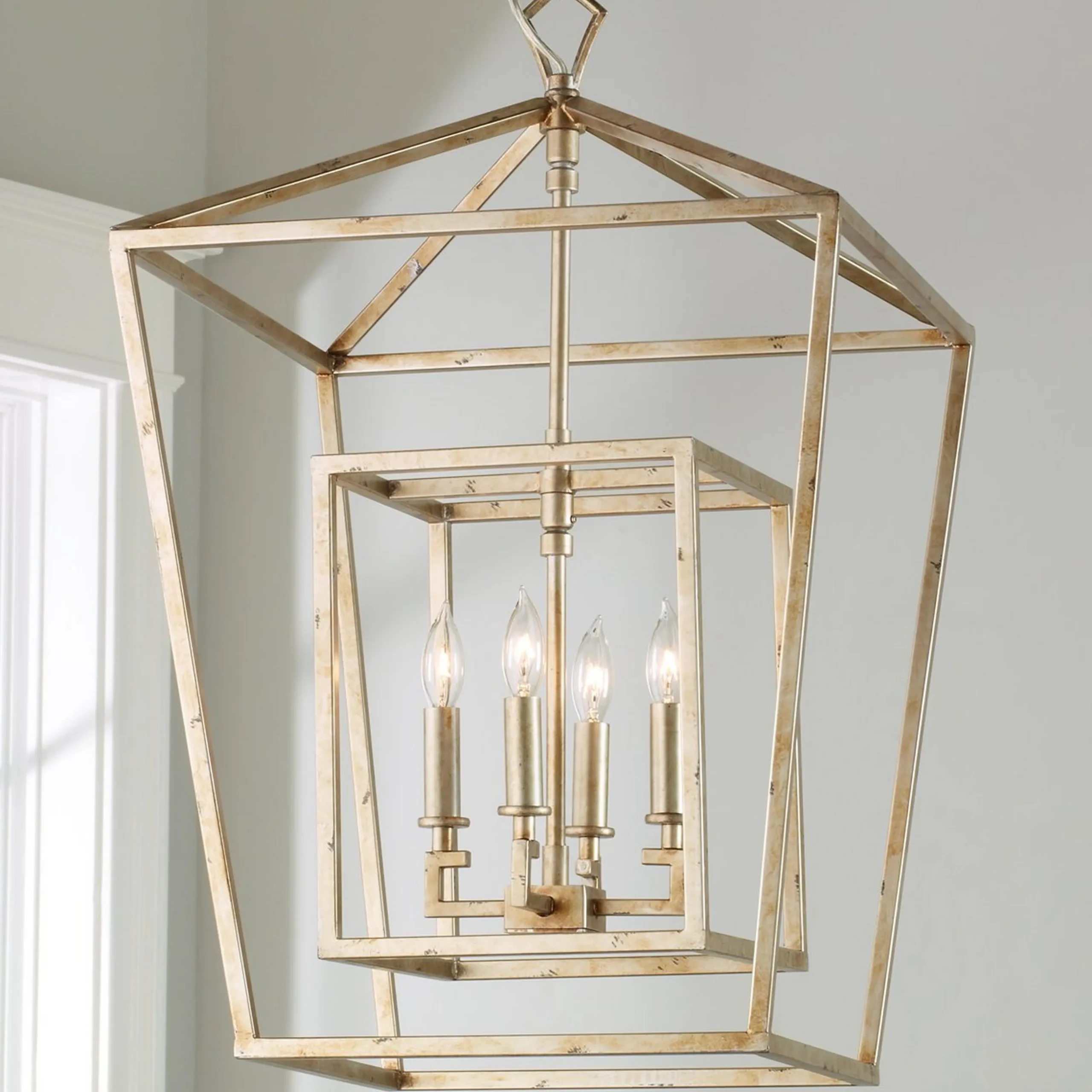 Distressed Geometric Flare Lantern