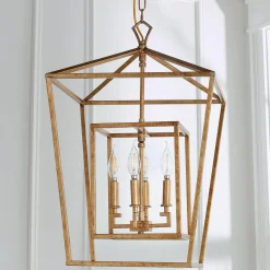 Distressed Geometric Flare Lantern