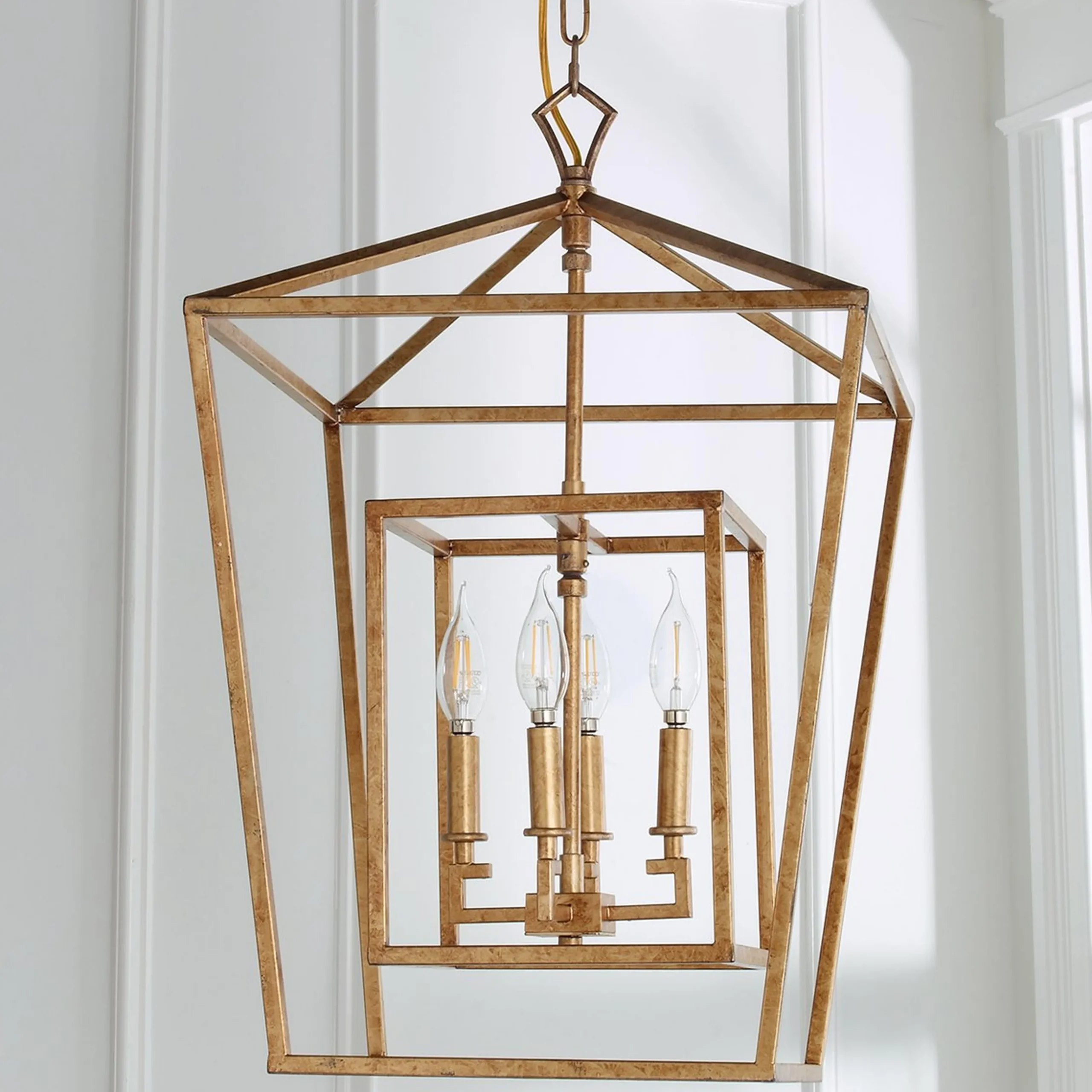 Distressed Geometric Flare Lantern