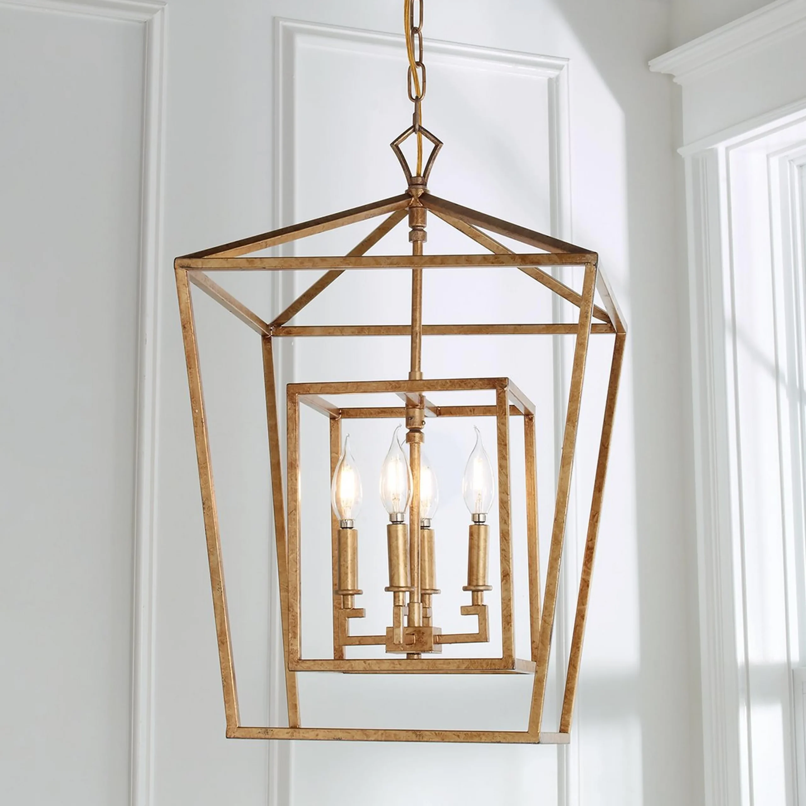 Distressed Geometric Flare Lantern