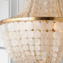 Elegant Capiz Shell Basket Chandelier