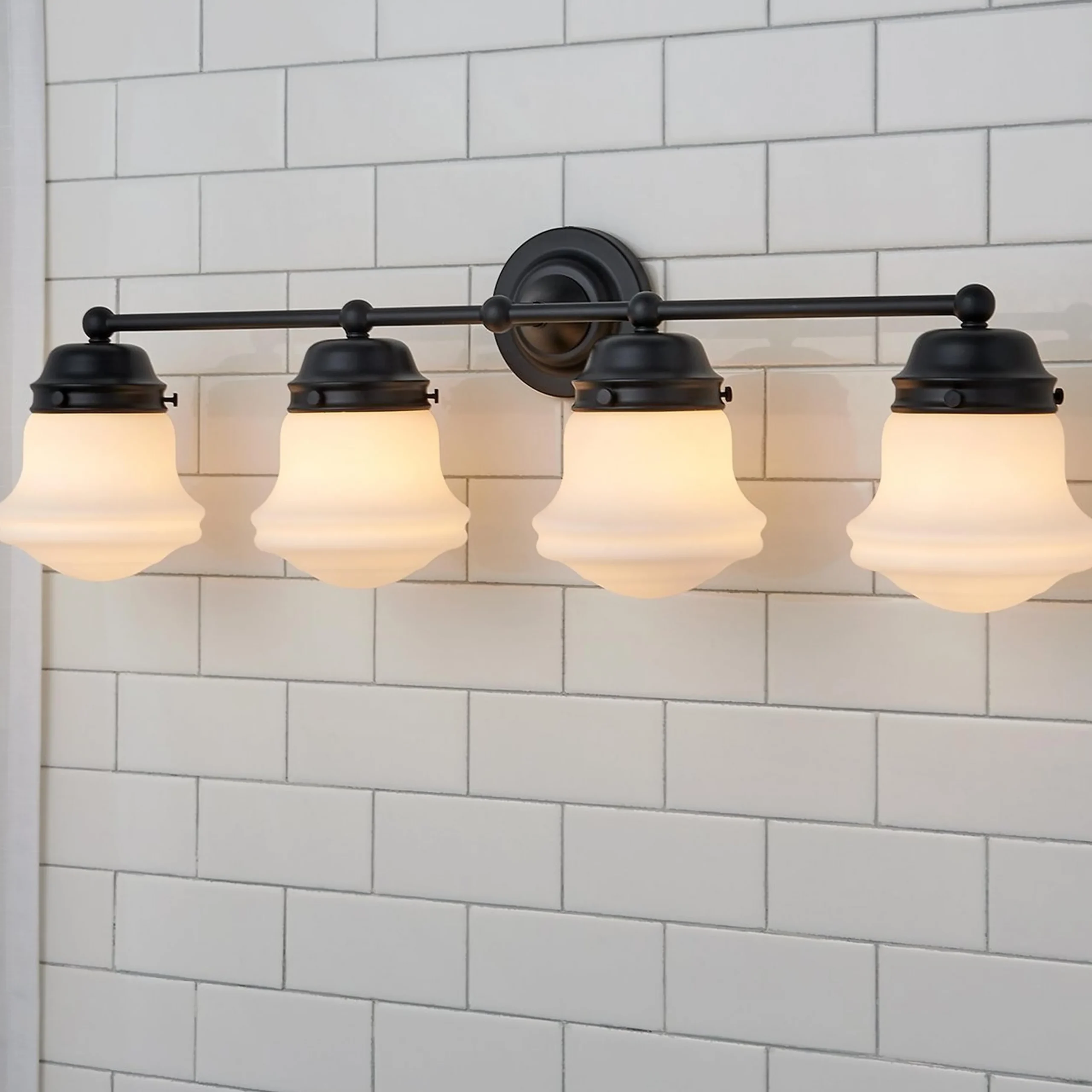 Ethel School Haus Opal Glass Vanity Light - 4 Light