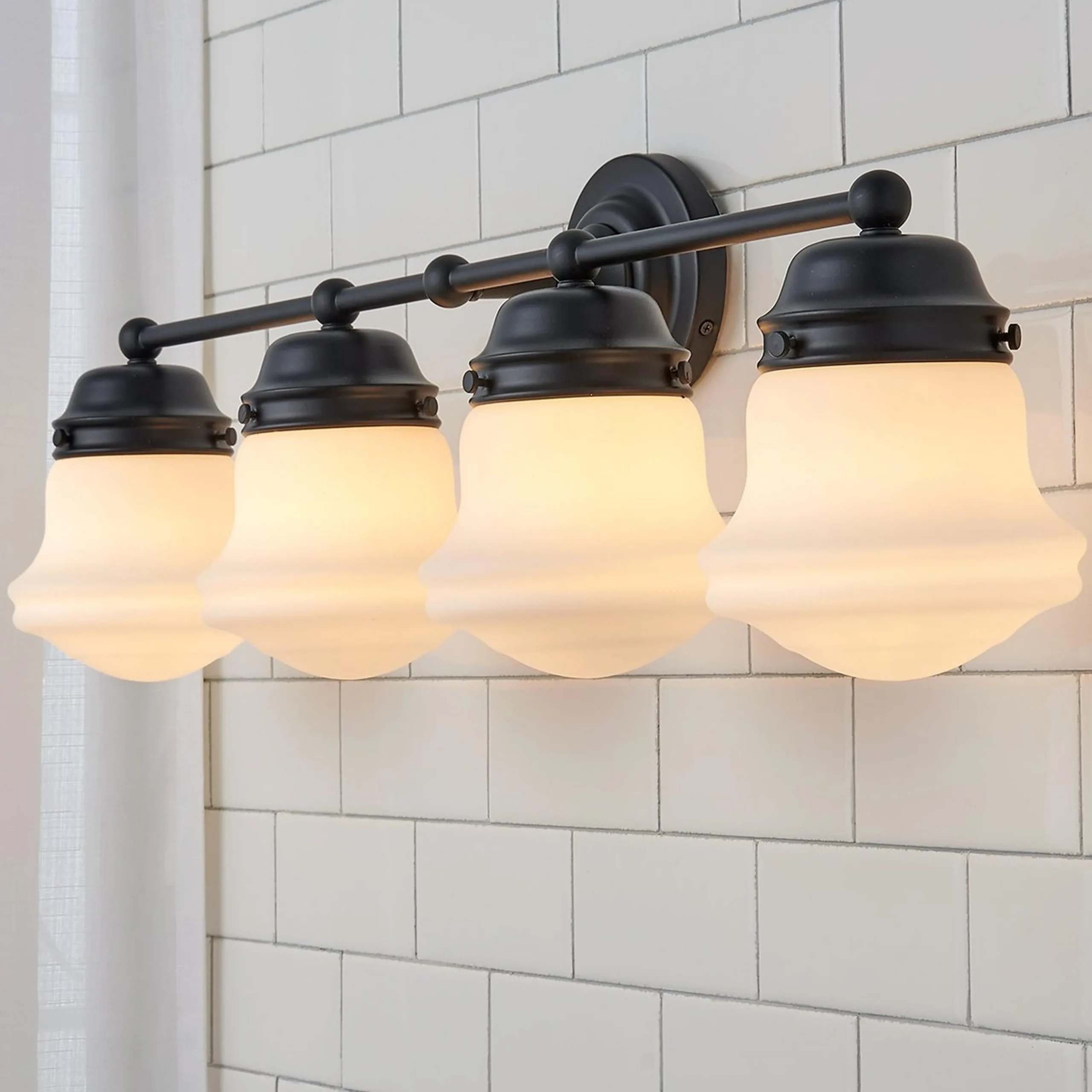 Ethel School Haus Opal Glass Vanity Light - 4 Light