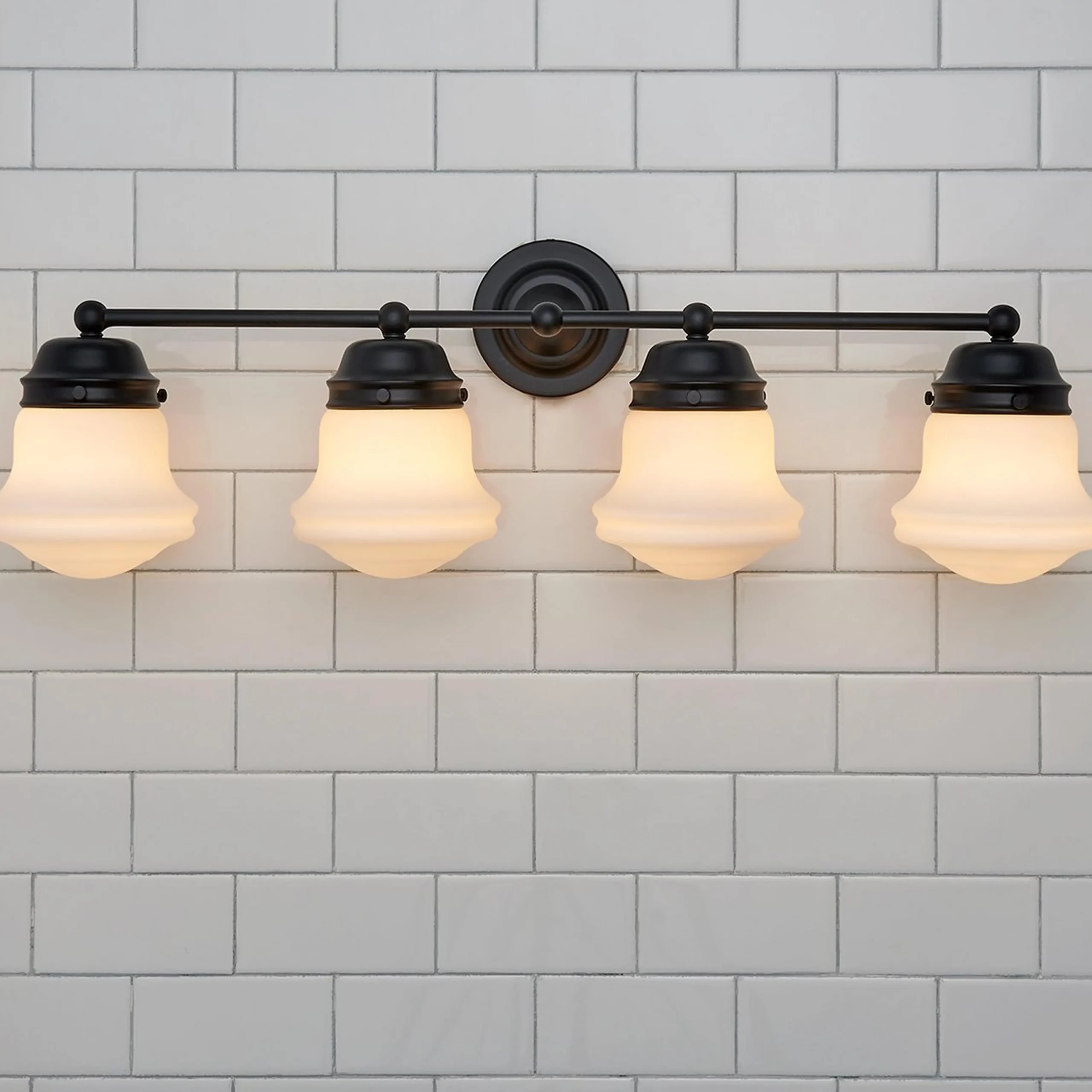 Ethel School Haus Opal Glass Vanity Light - 4 Light