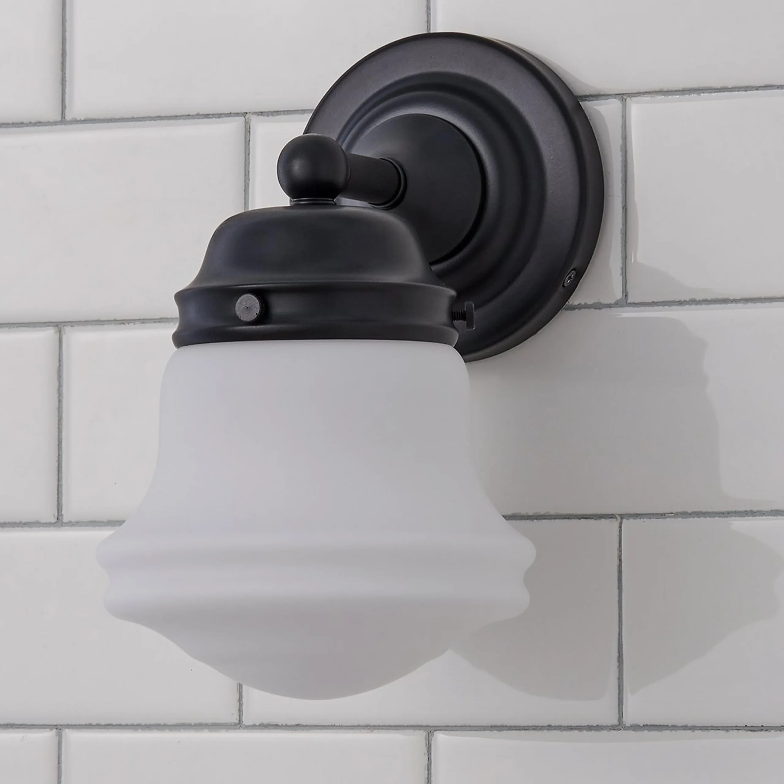 Ethel School Haus Opal Glass Bath Sconce