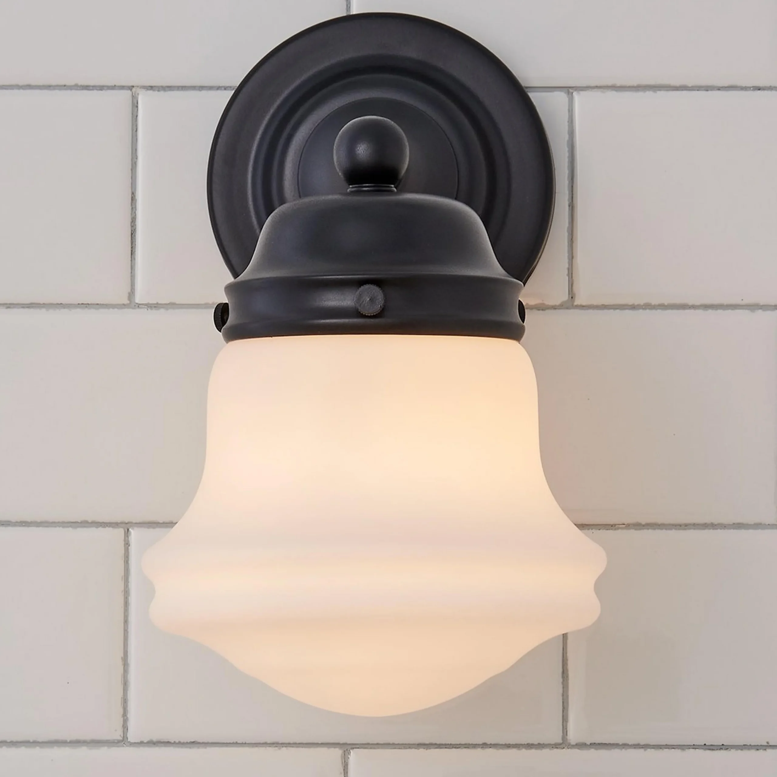 Ethel School Haus Opal Glass Bath Sconce
