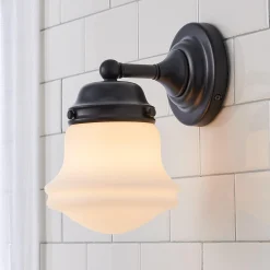 Ethel School Haus Opal Glass Bath Sconce
