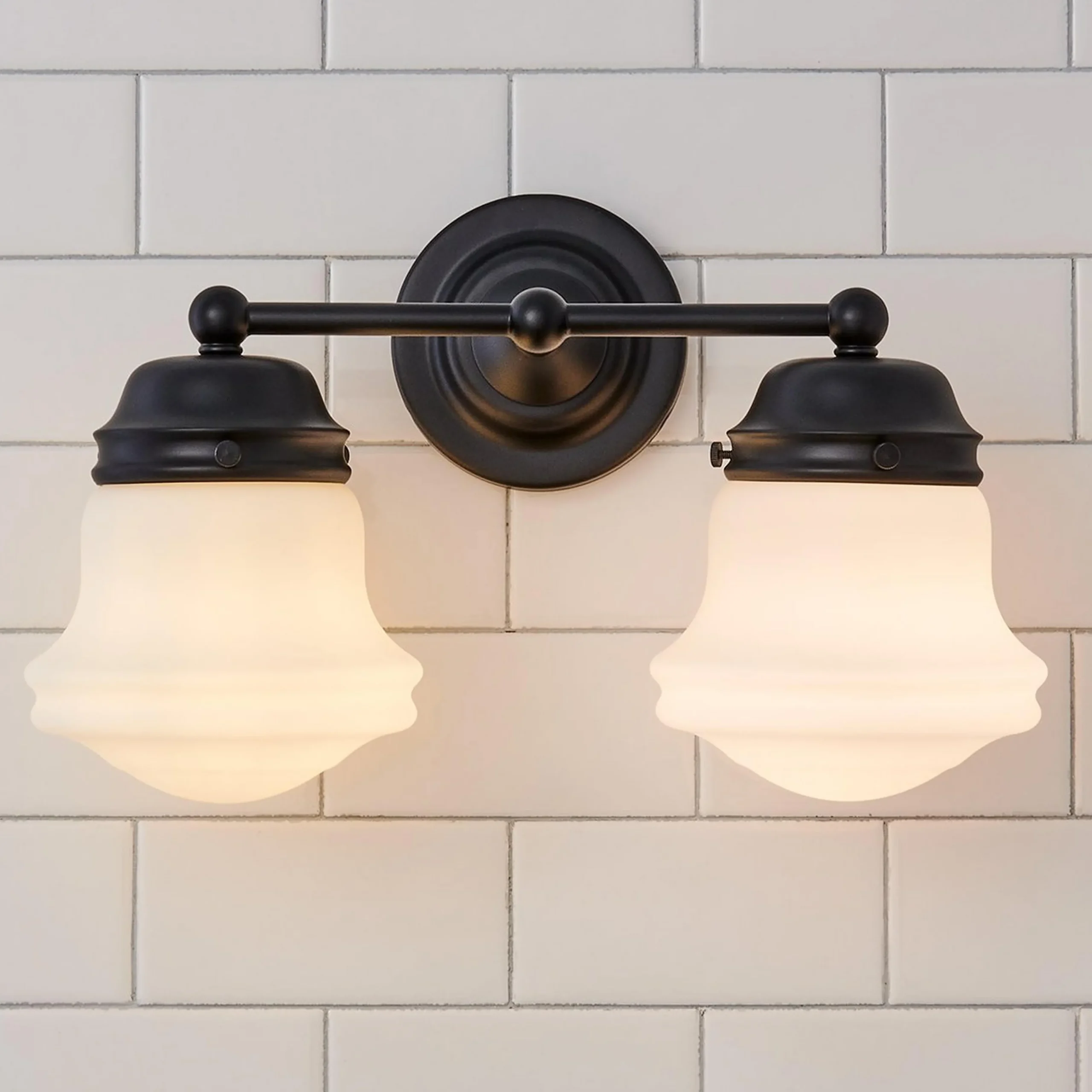 Ethel School Haus Opal Glass Vanity Light - 2 Light