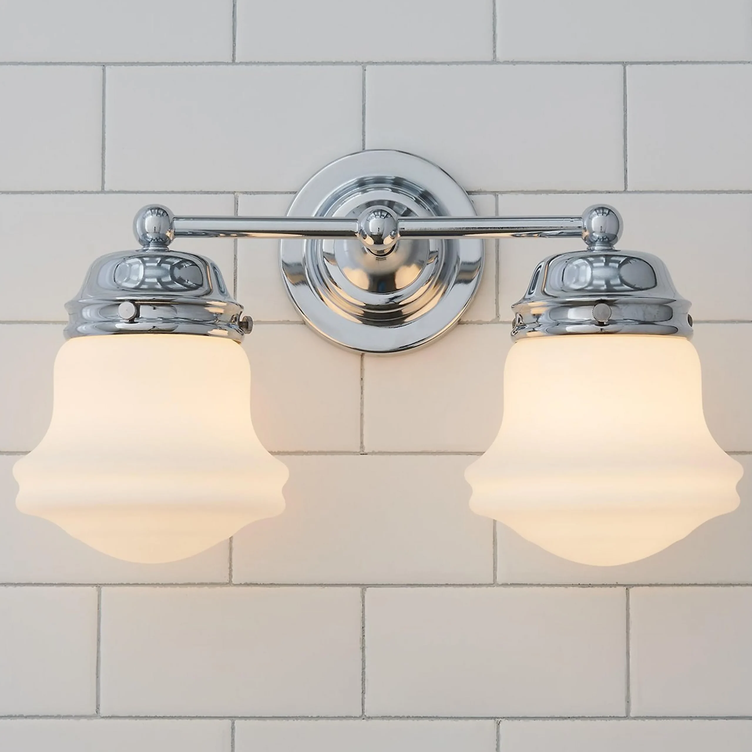 Ethel School Haus Opal Glass Vanity Light - 2 Light