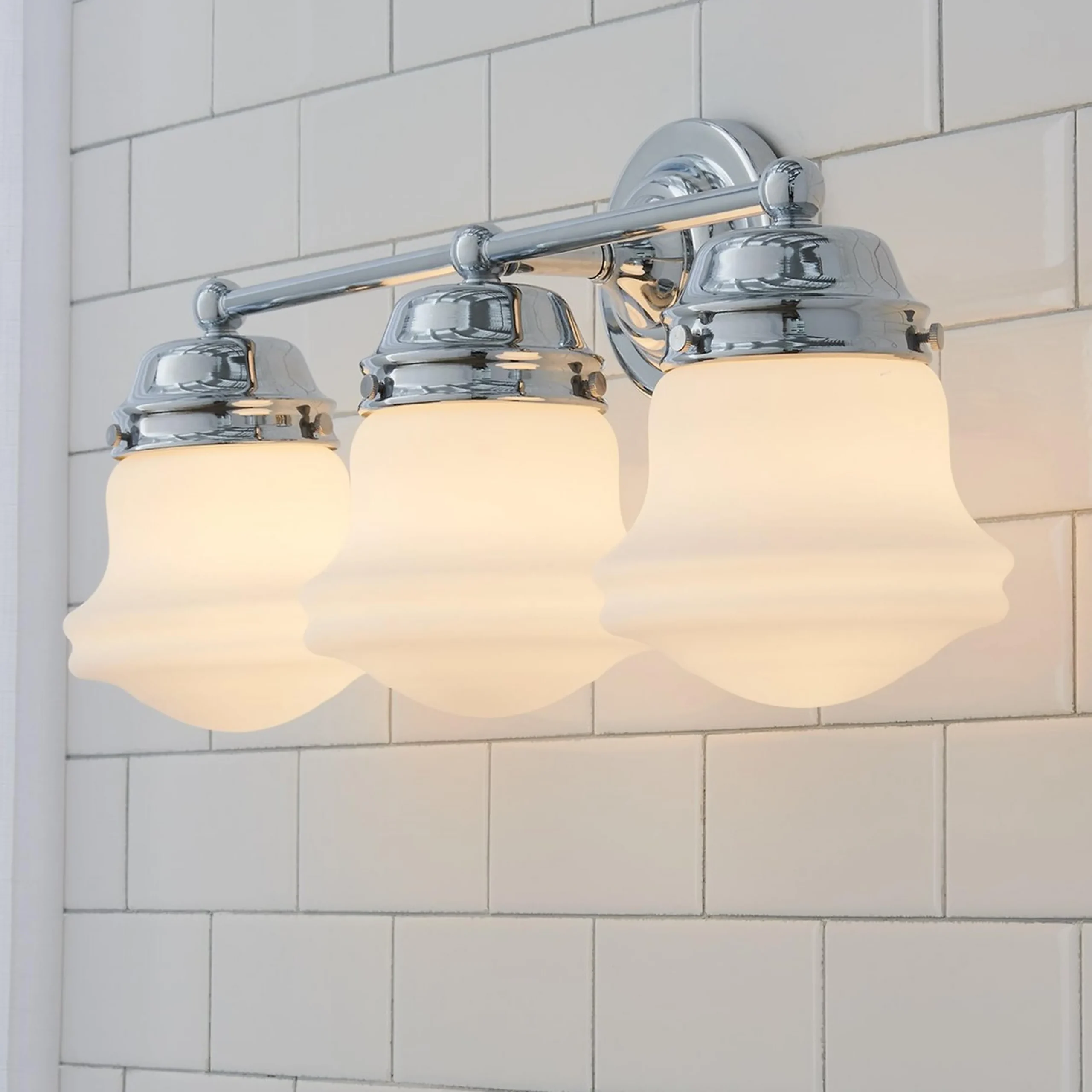 Ethel School Haus Opal Glass Vanity Light - 3 Light