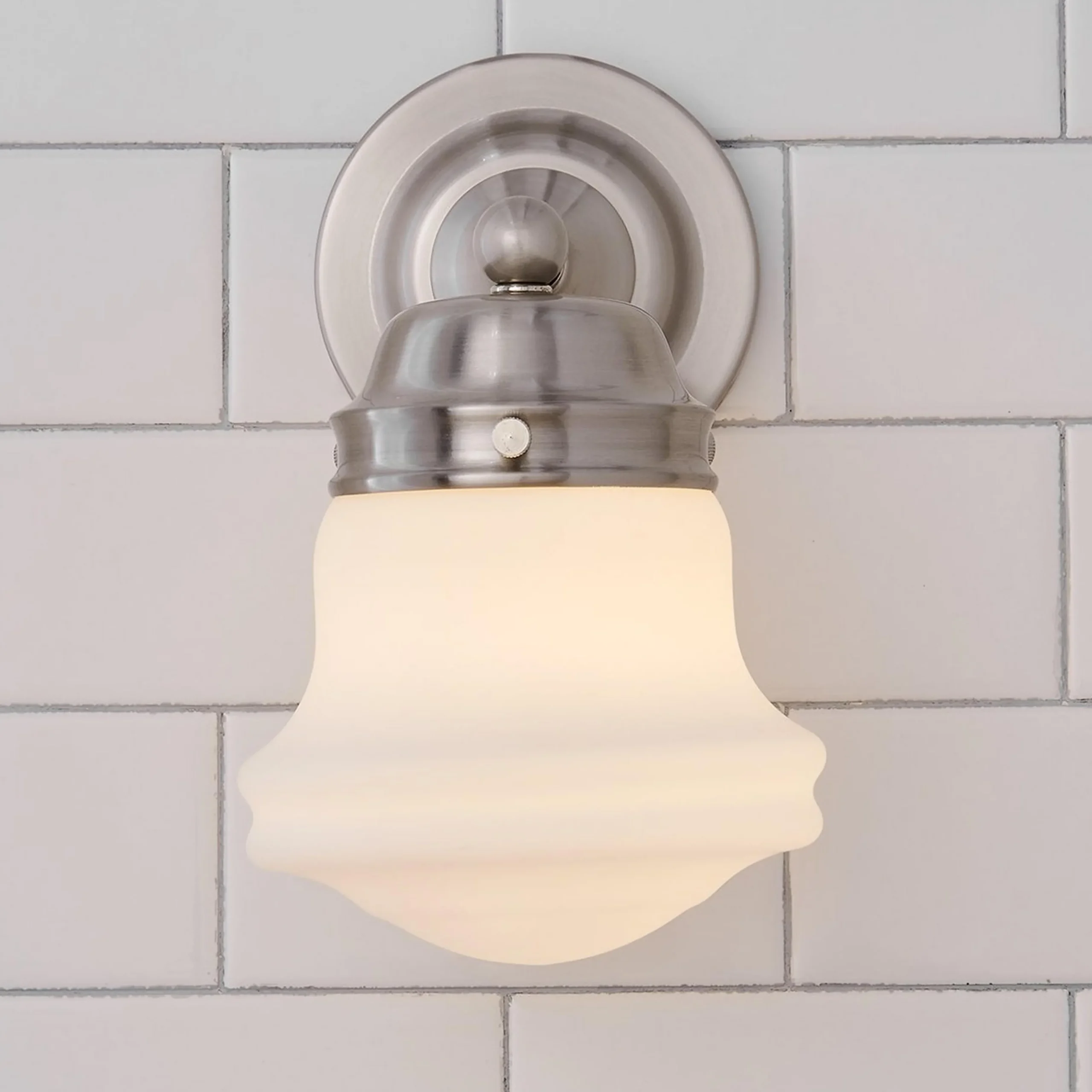 Ethel School Haus Opal Glass Bath Sconce
