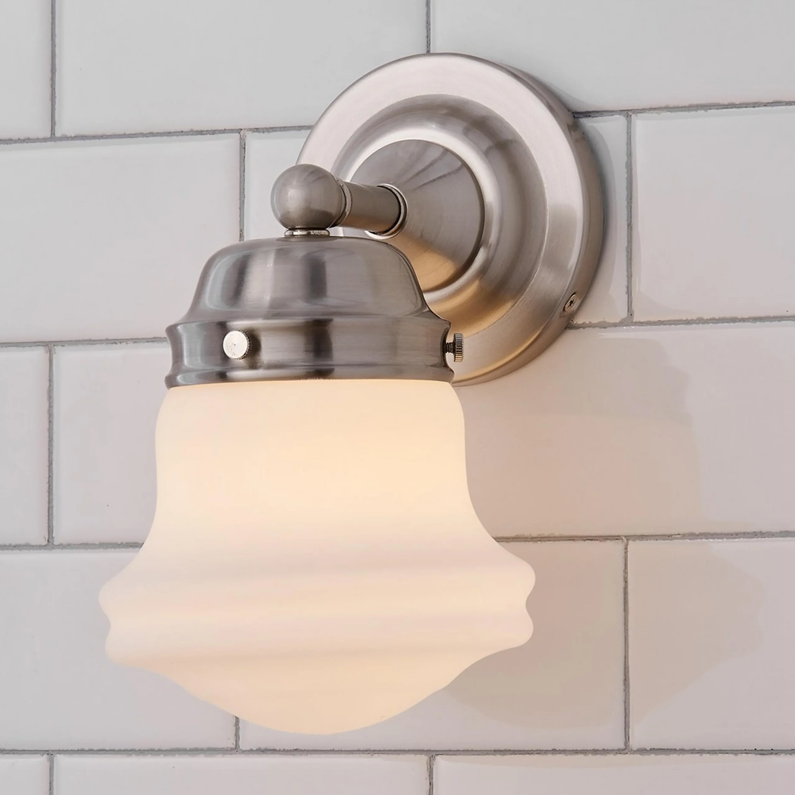 Ethel School Haus Opal Glass Bath Sconce