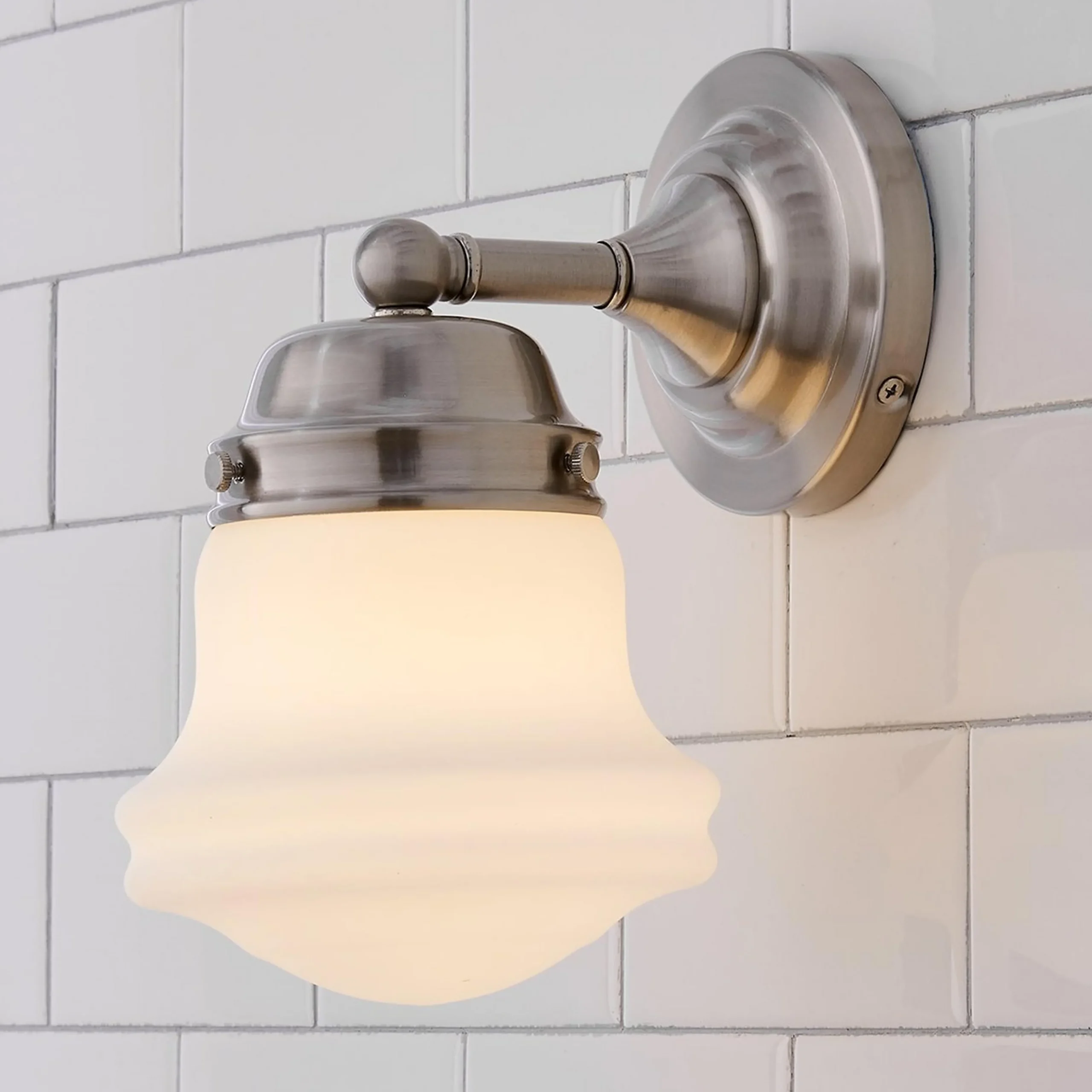 Ethel School Haus Opal Glass Bath Sconce