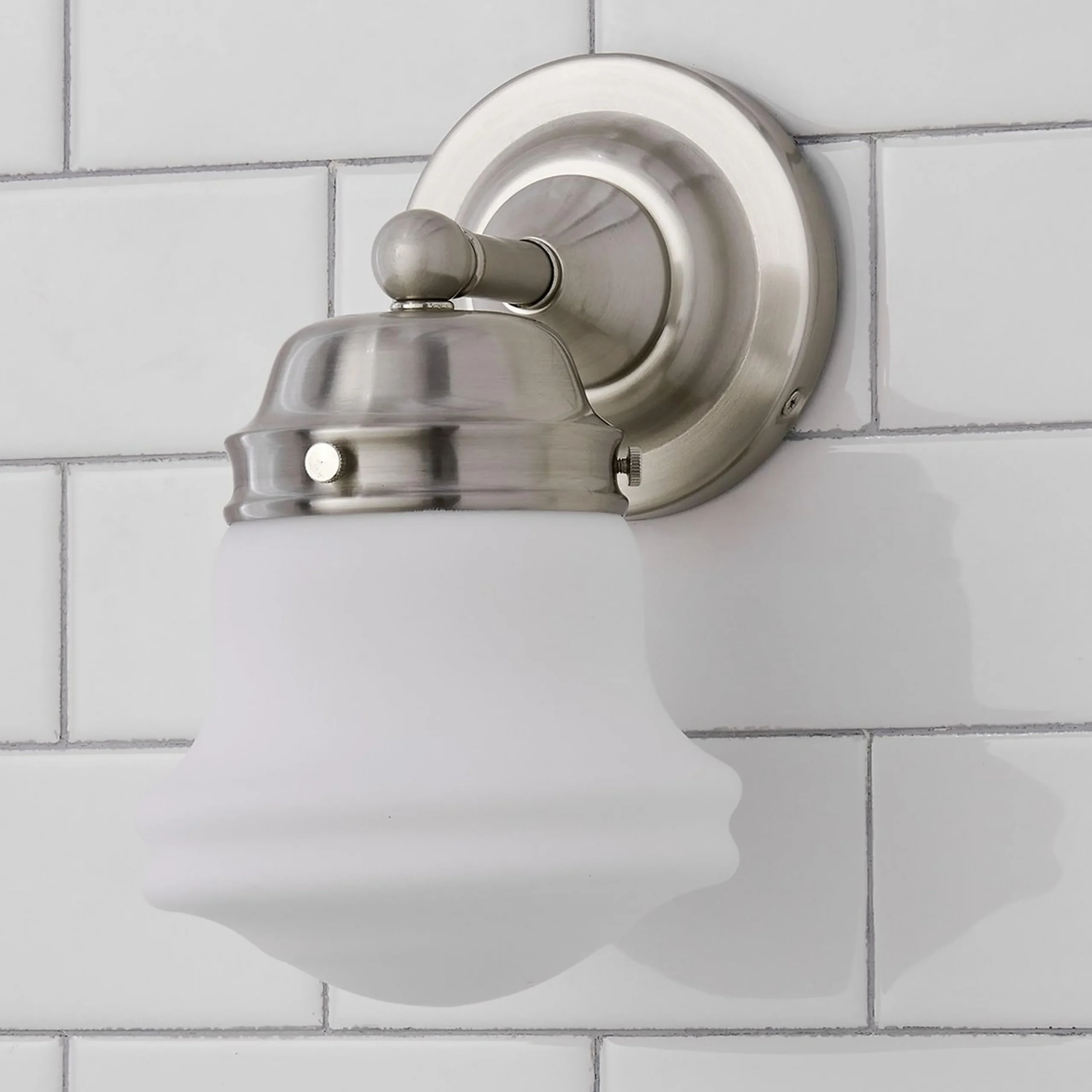 Ethel School Haus Opal Glass Bath Sconce