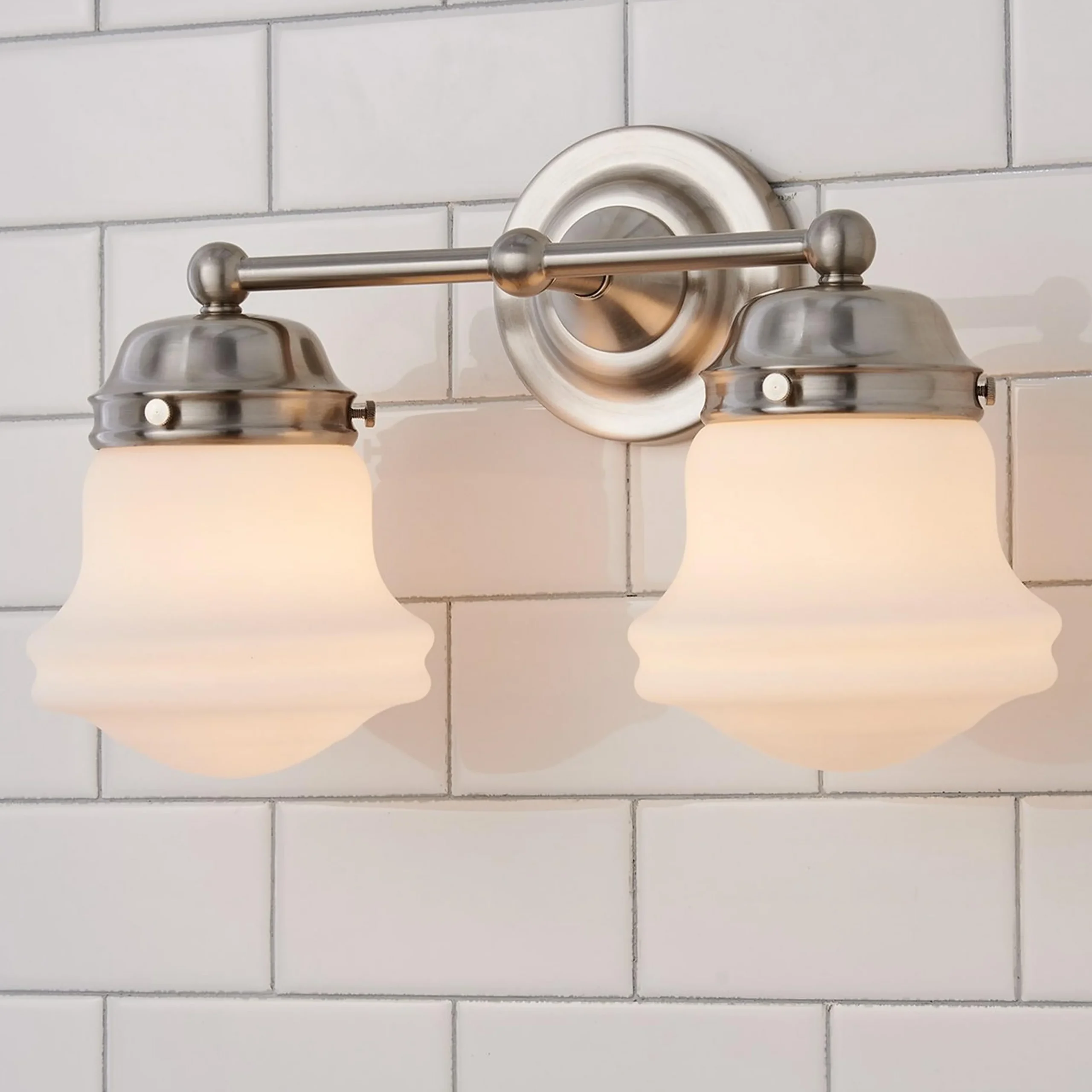 Ethel School Haus Opal Glass Vanity Light - 2 Light