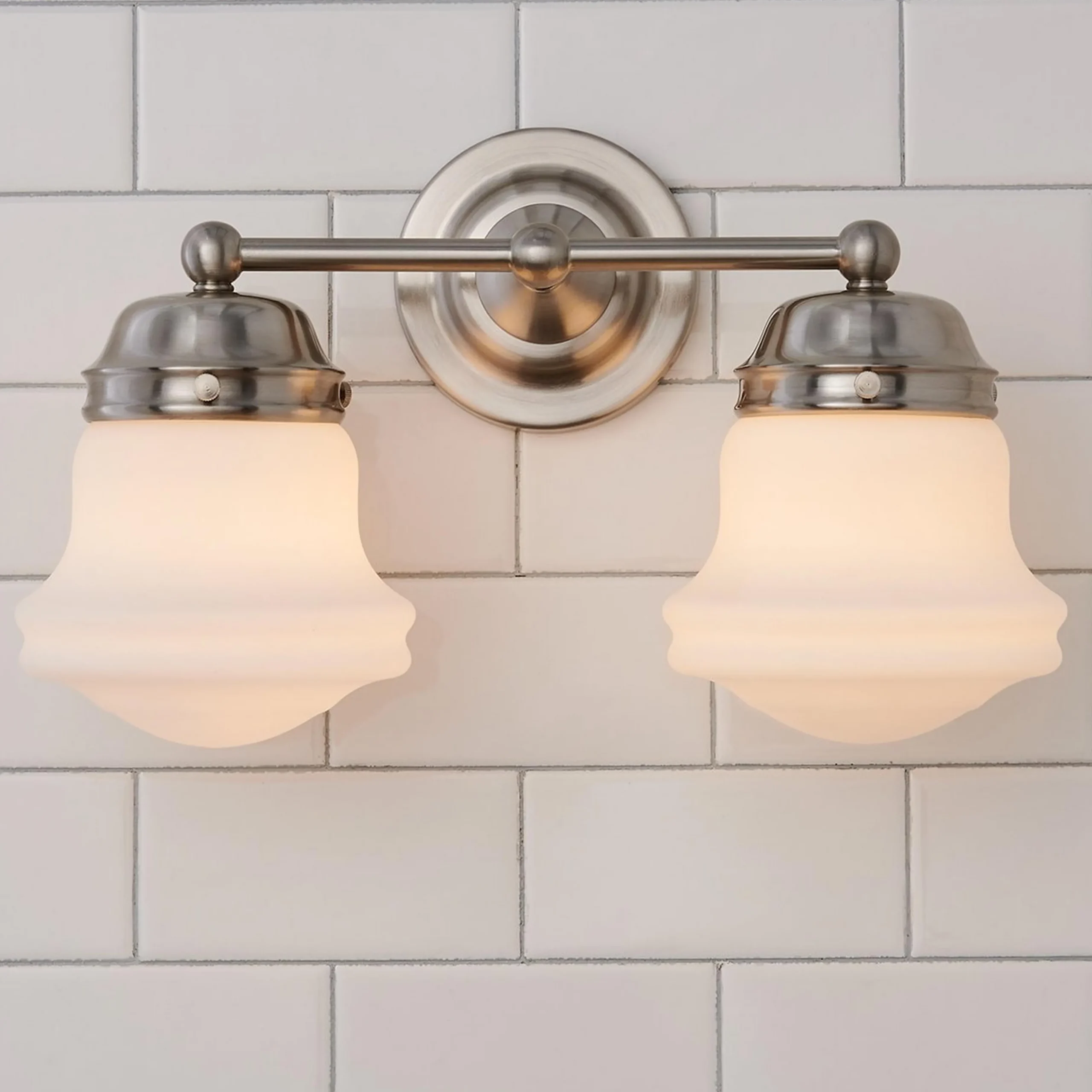 Ethel School Haus Opal Glass Vanity Light - 2 Light