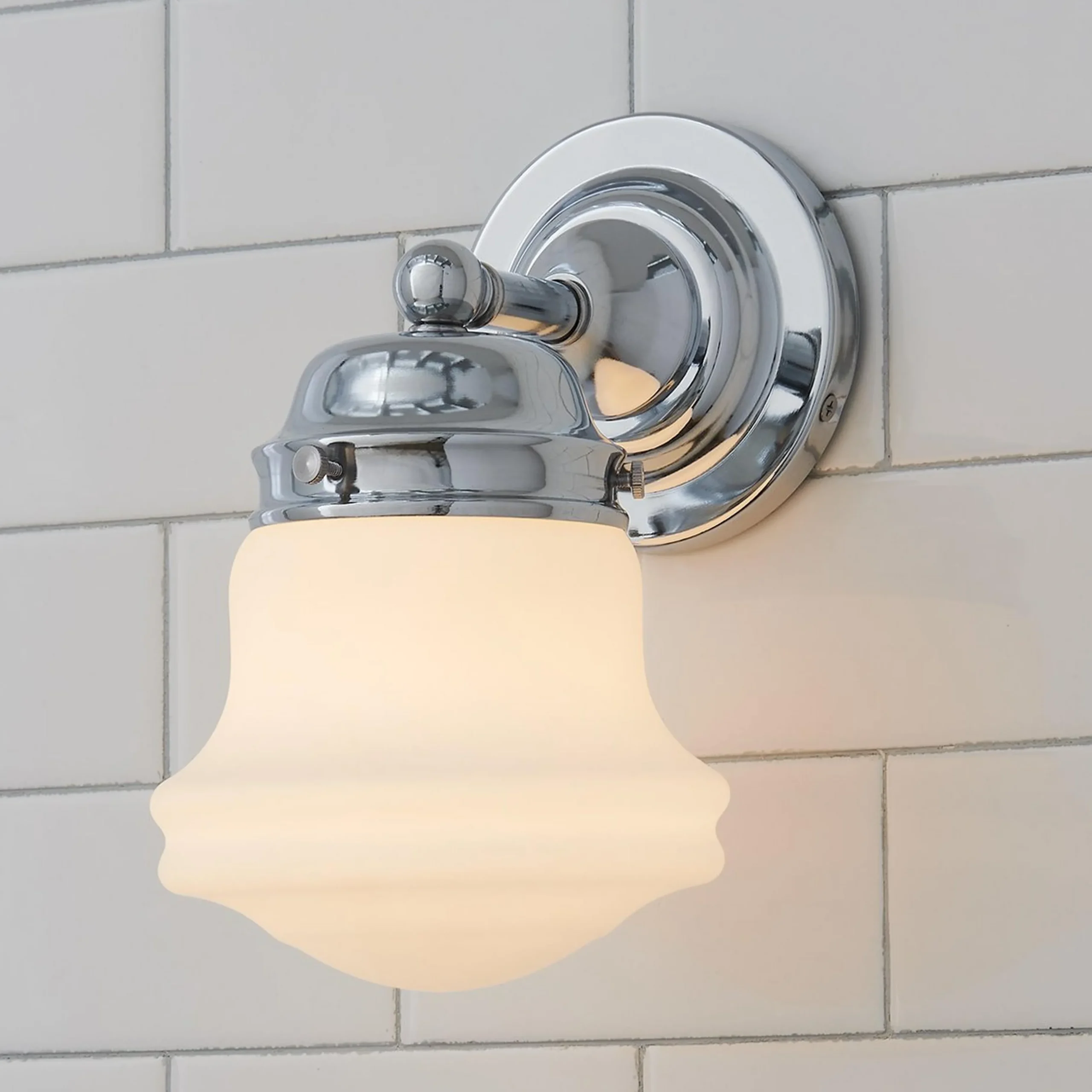 Ethel School Haus Opal Glass Bath Sconce