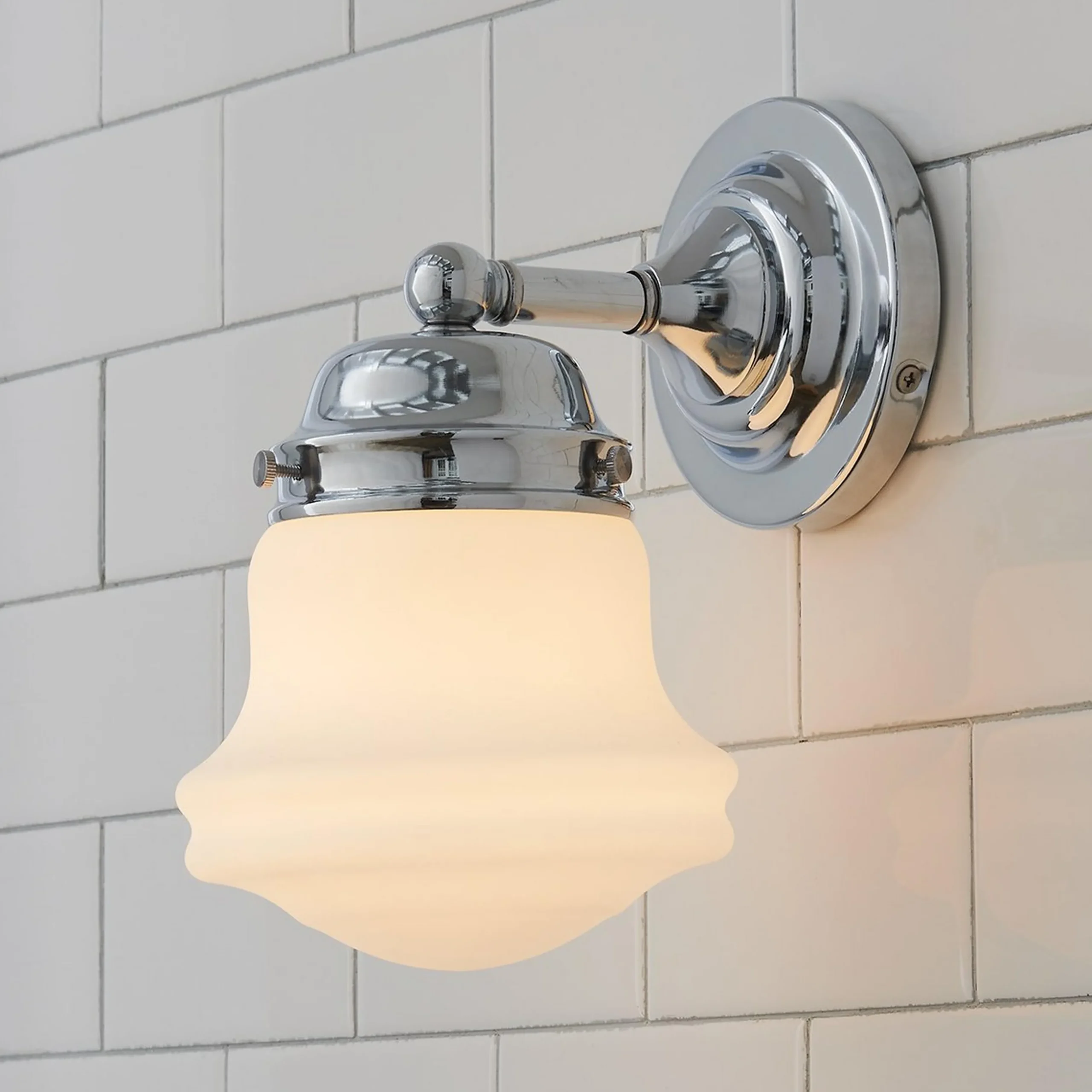Ethel School Haus Opal Glass Bath Sconce