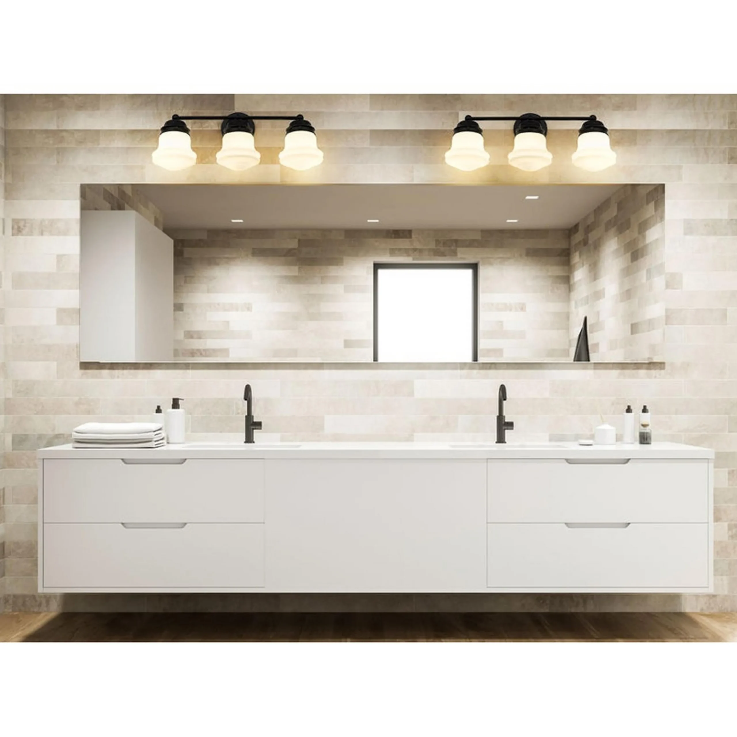 Ethel School Haus Opal Glass Vanity Light - 3 Light