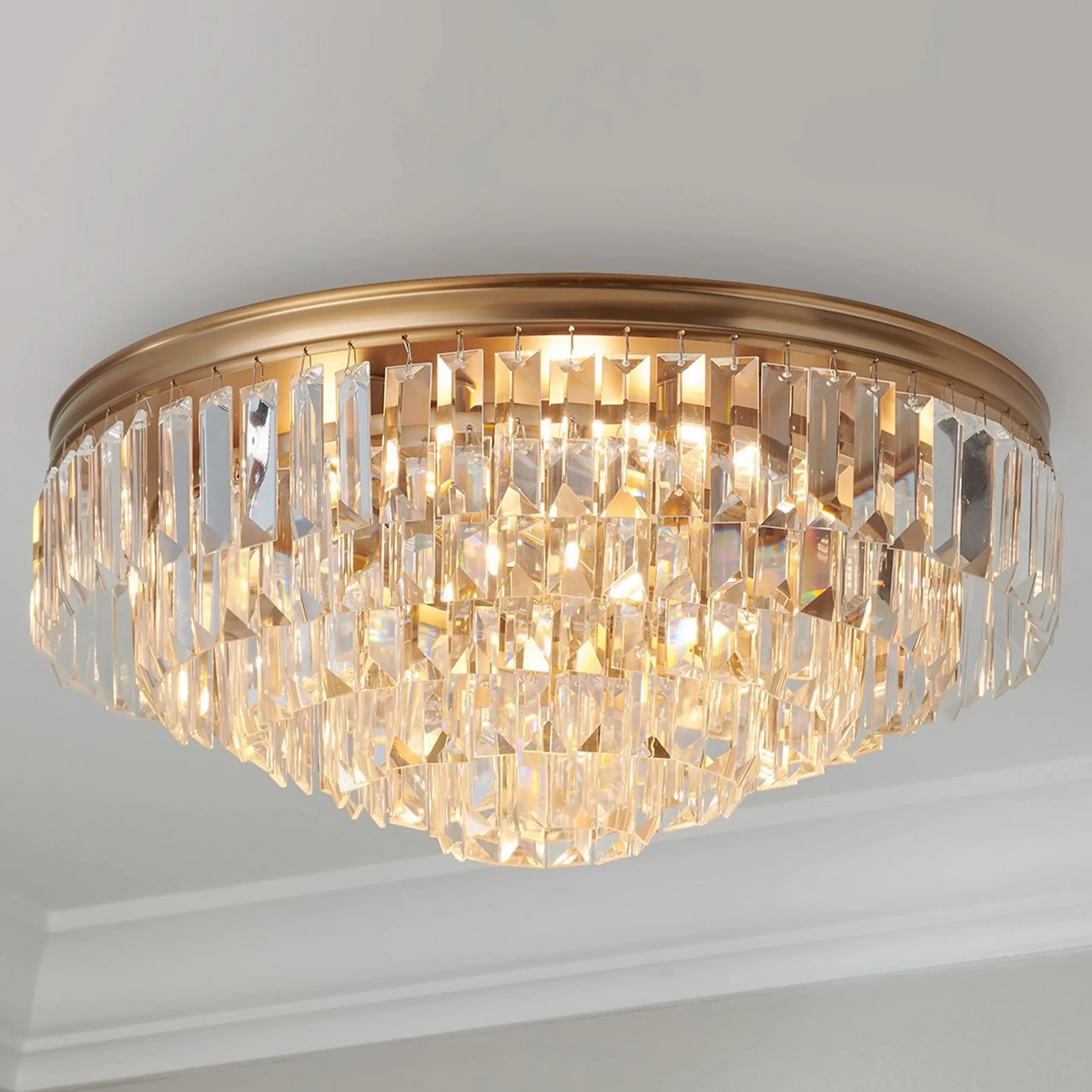 Faceted Glass Layered Ceiling Light