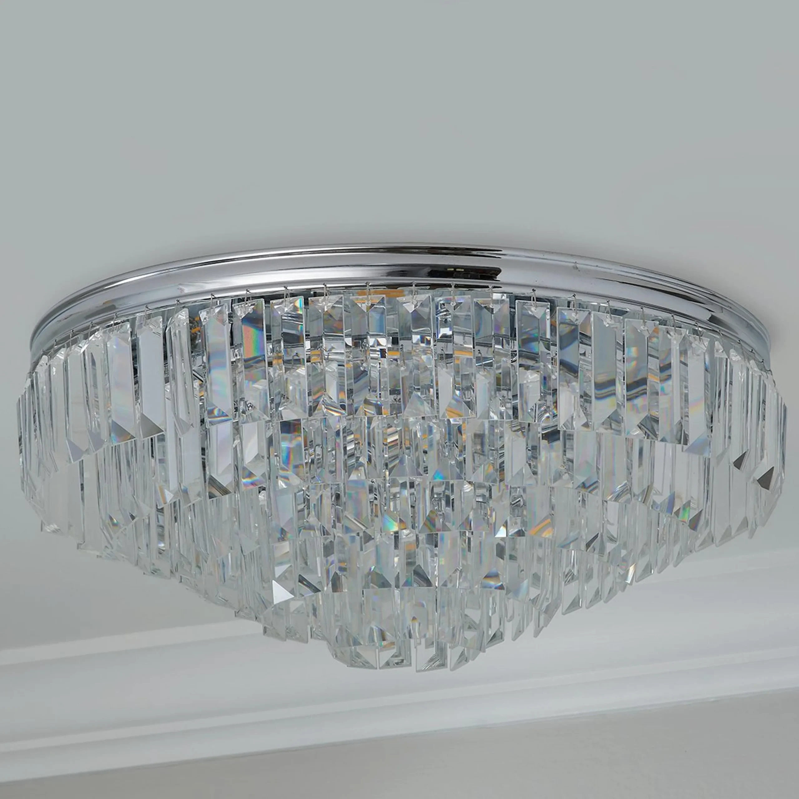 Faceted Glass Layered Ceiling Light
