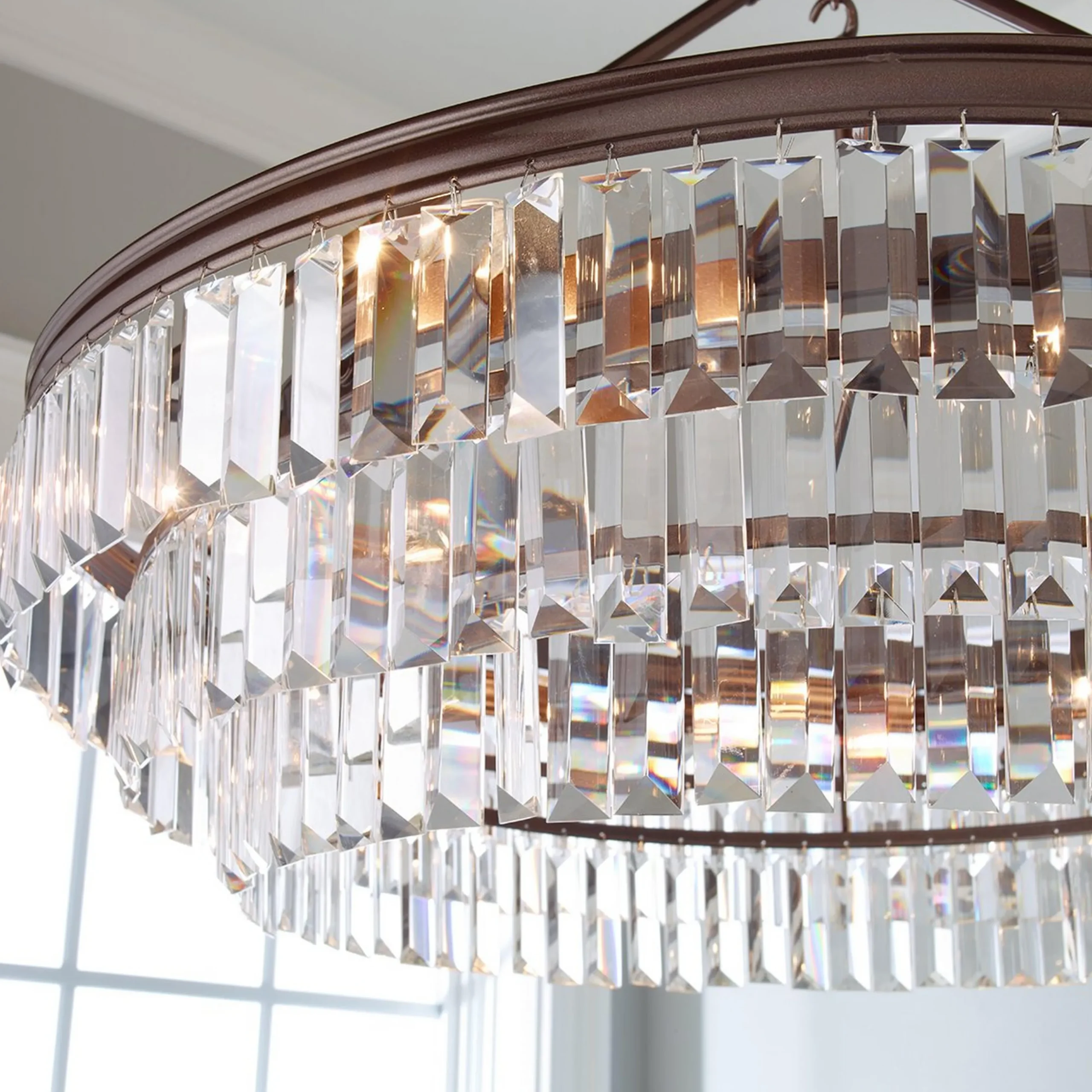 Faceted Glass Layered Chandelier - 30"