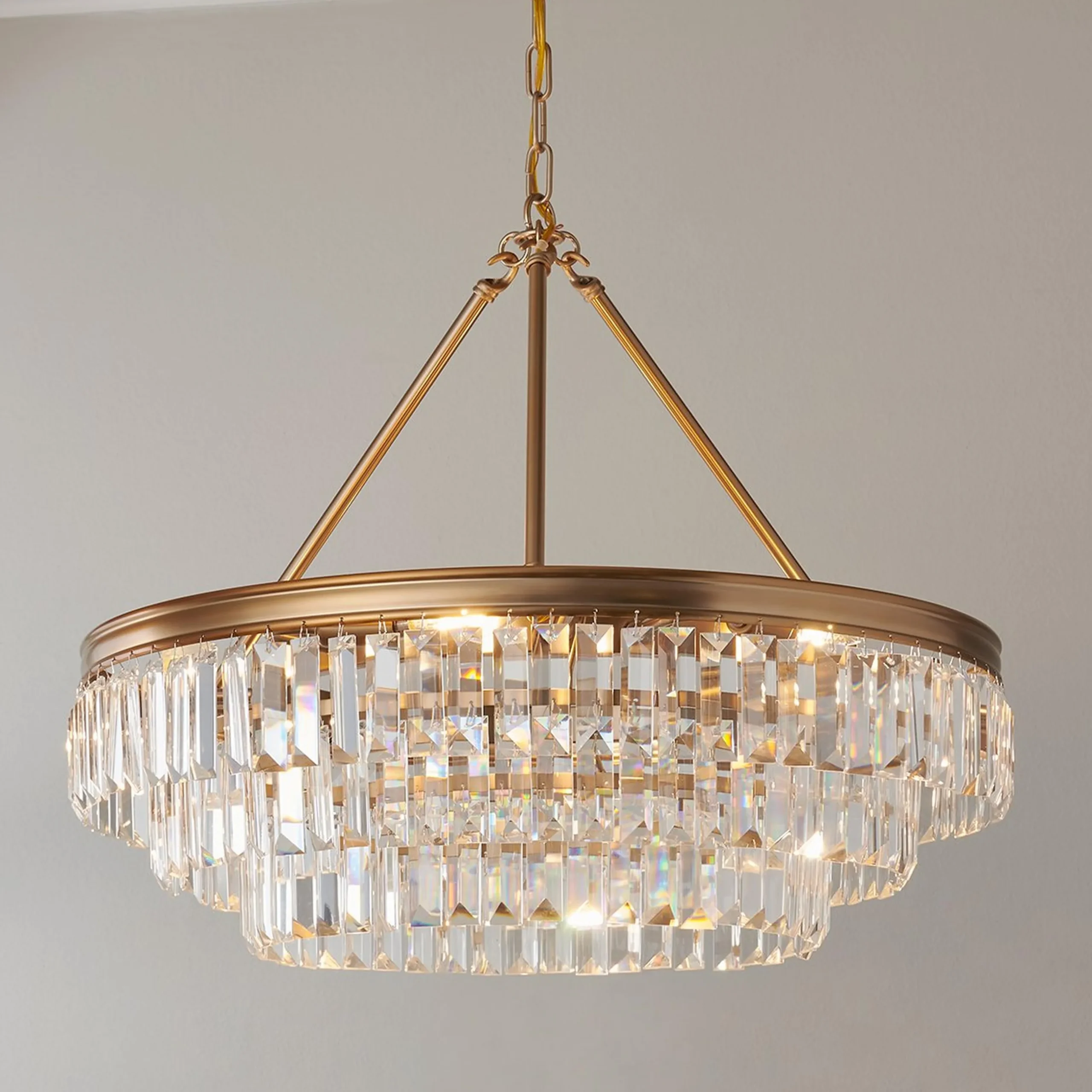 Faceted Glass Layered Chandelier - 25"
