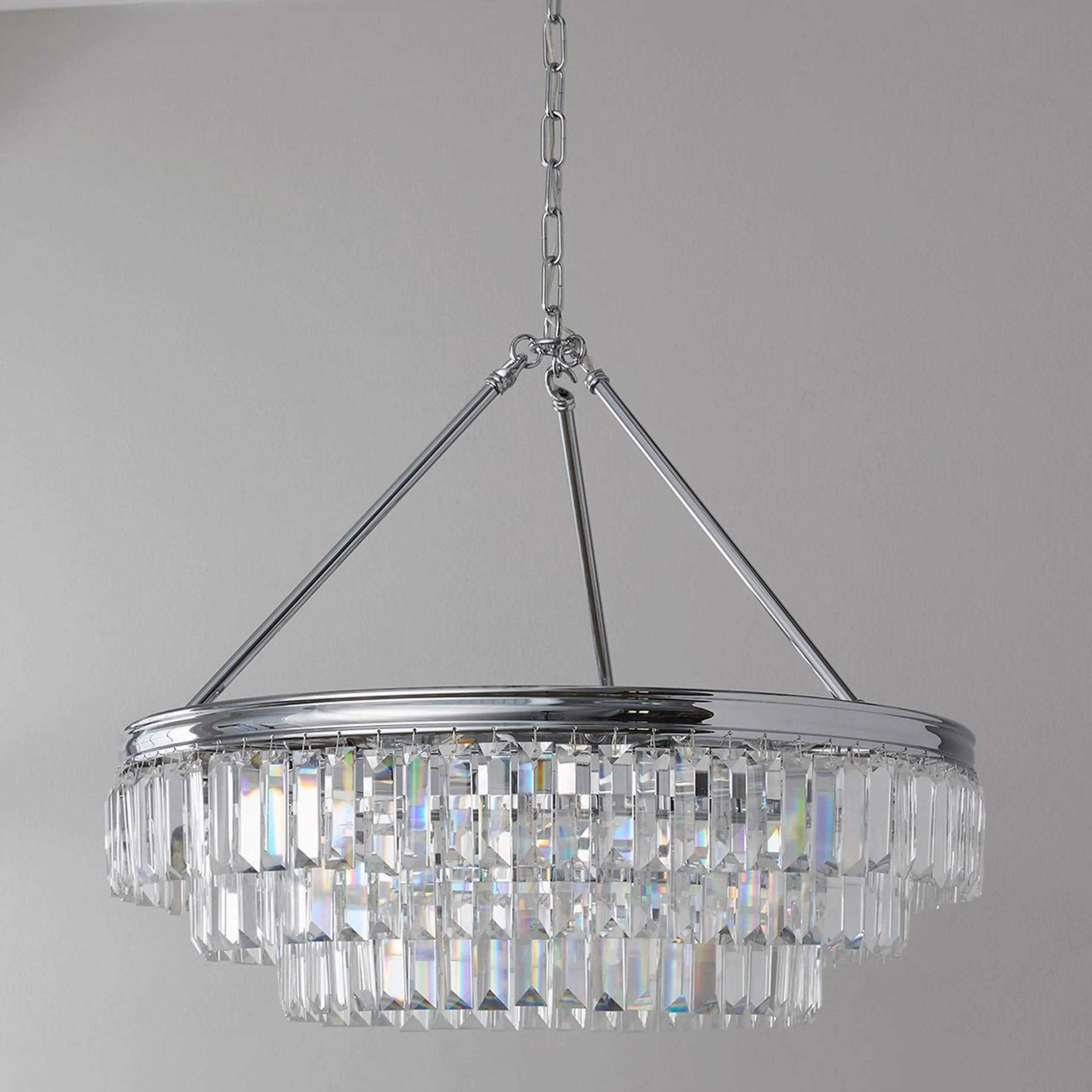 Faceted Glass Layered Chandelier - 25"