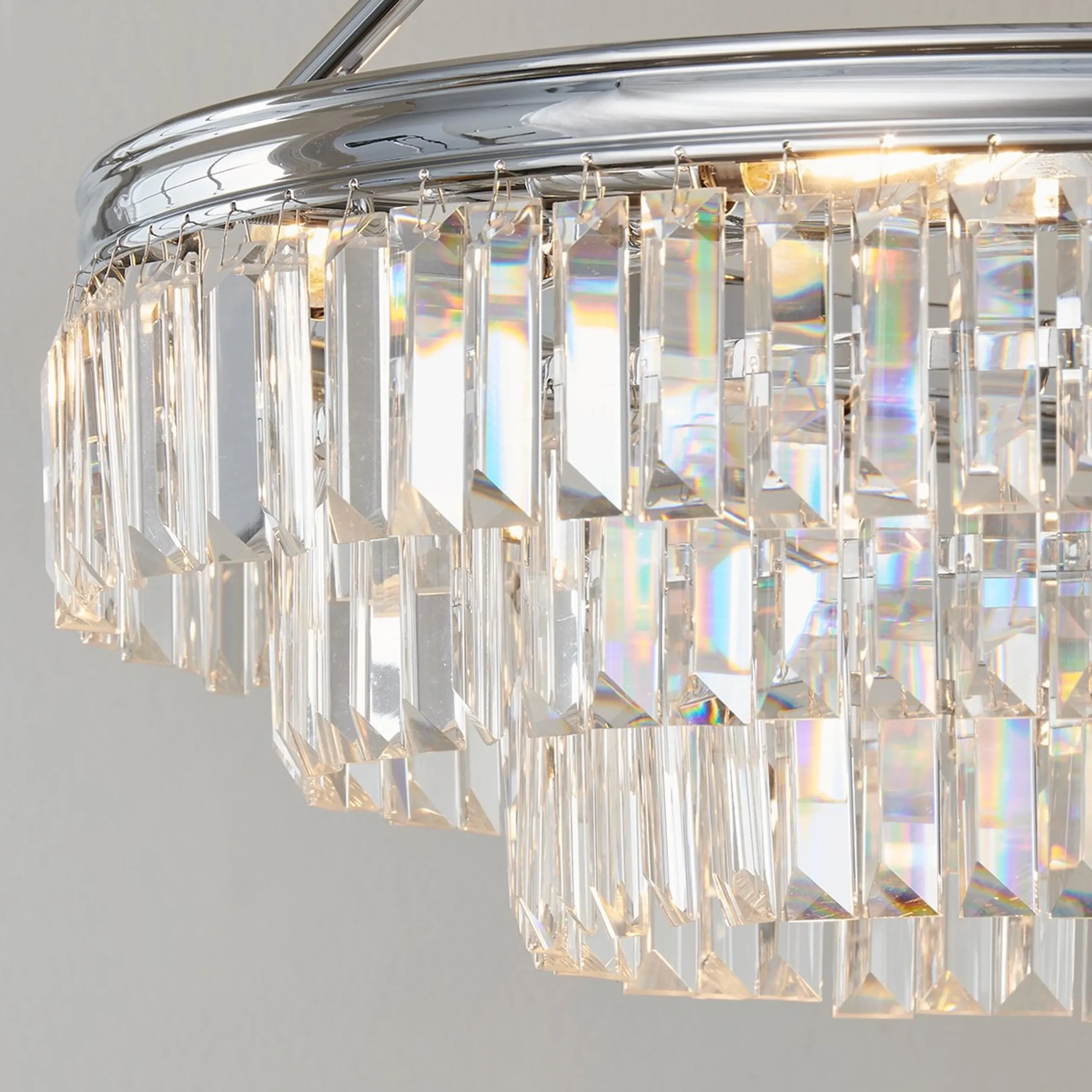 Faceted Glass Layered Chandelier - 25"
