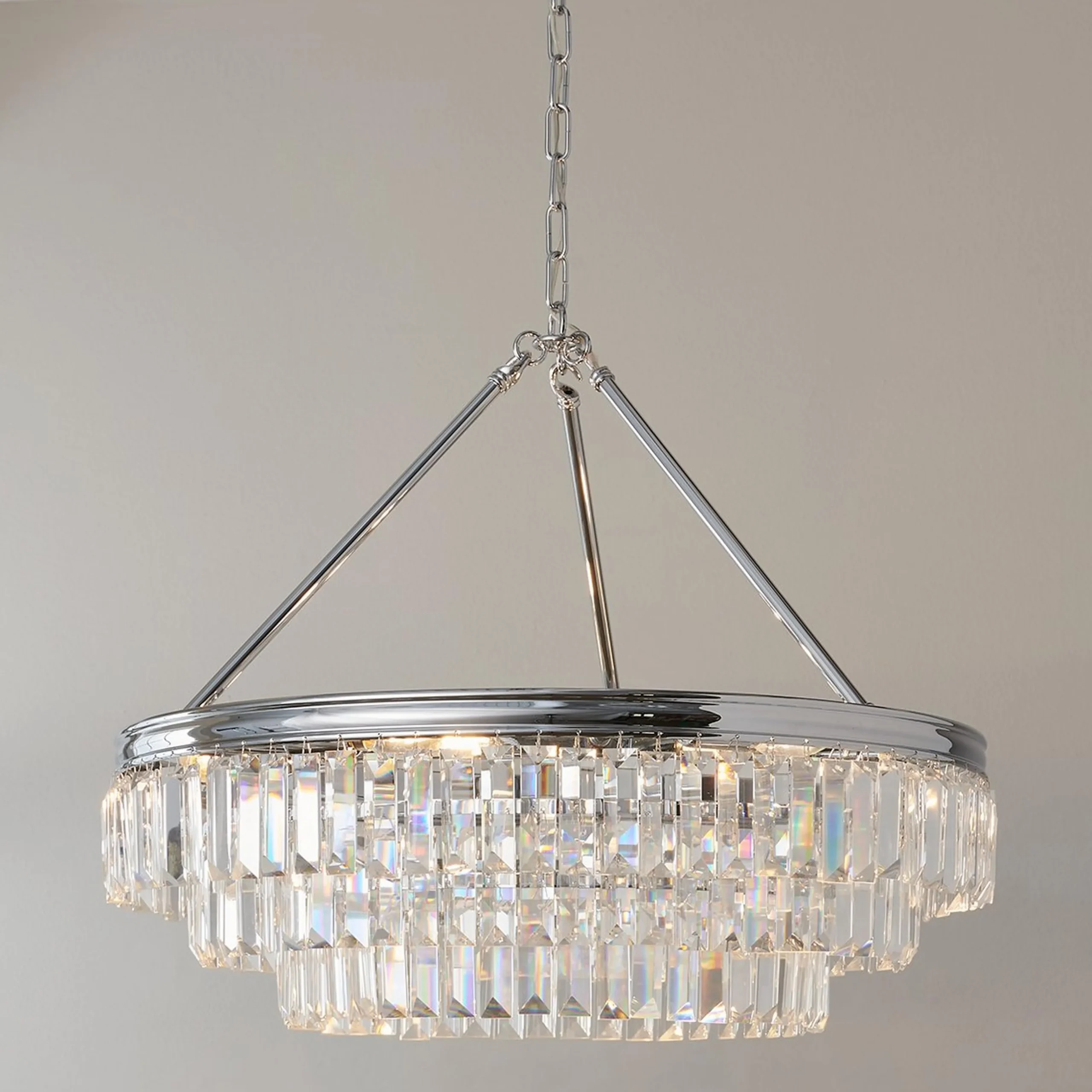 Faceted Glass Layered Chandelier - 25"
