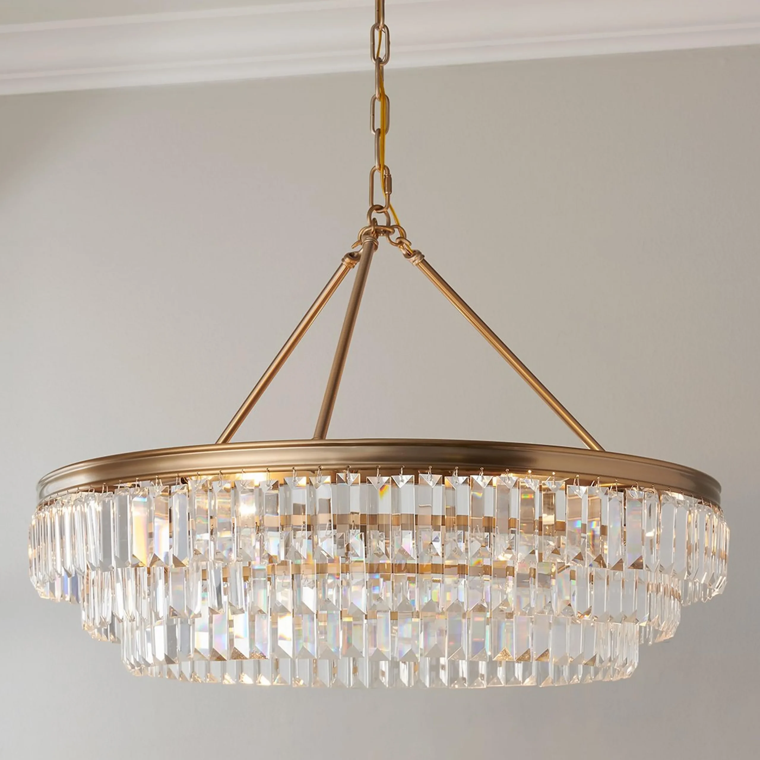 Faceted Glass Layered Chandelier - 30"