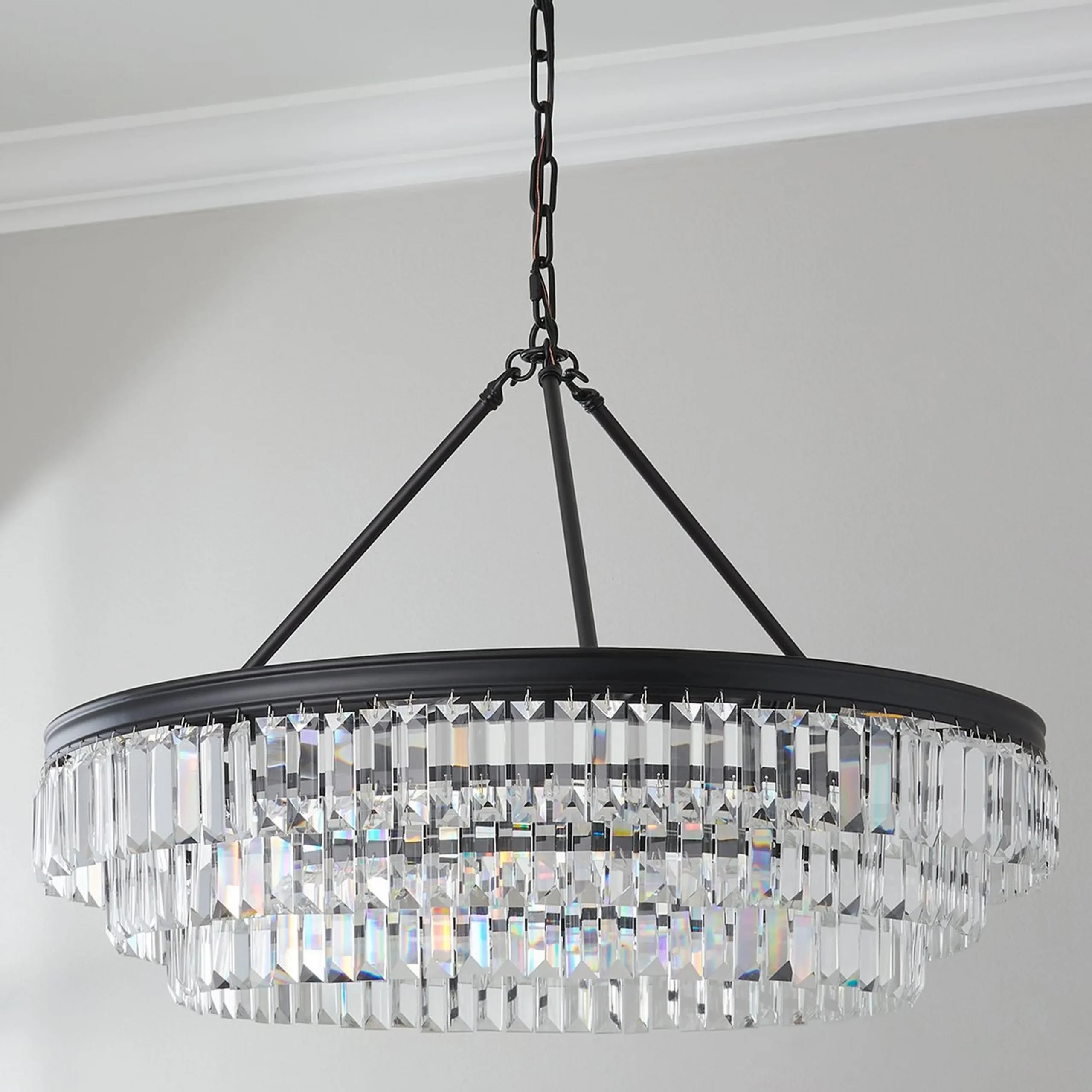 Faceted Glass Layered Chandelier - 30"