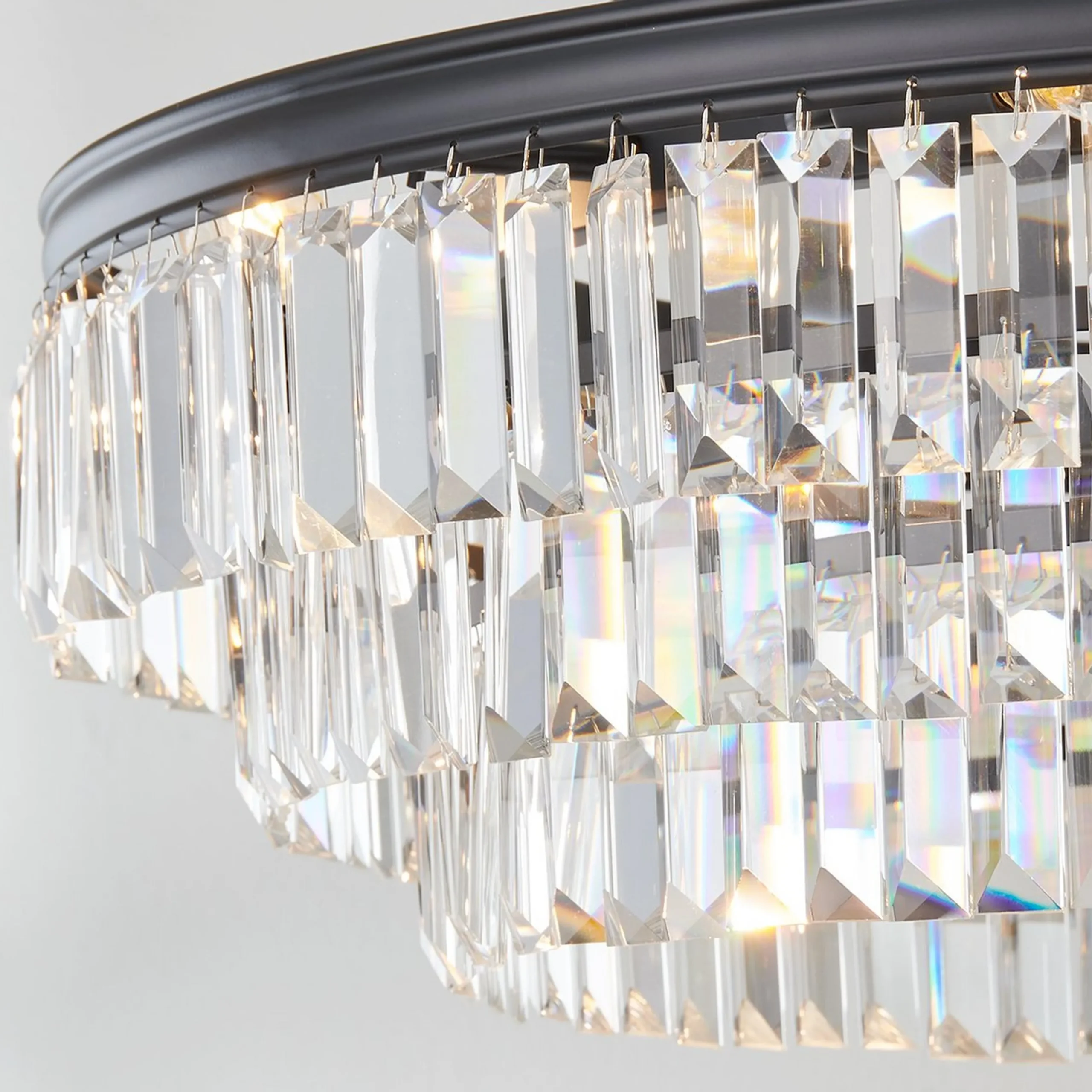 Faceted Glass Layered Chandelier - 30"