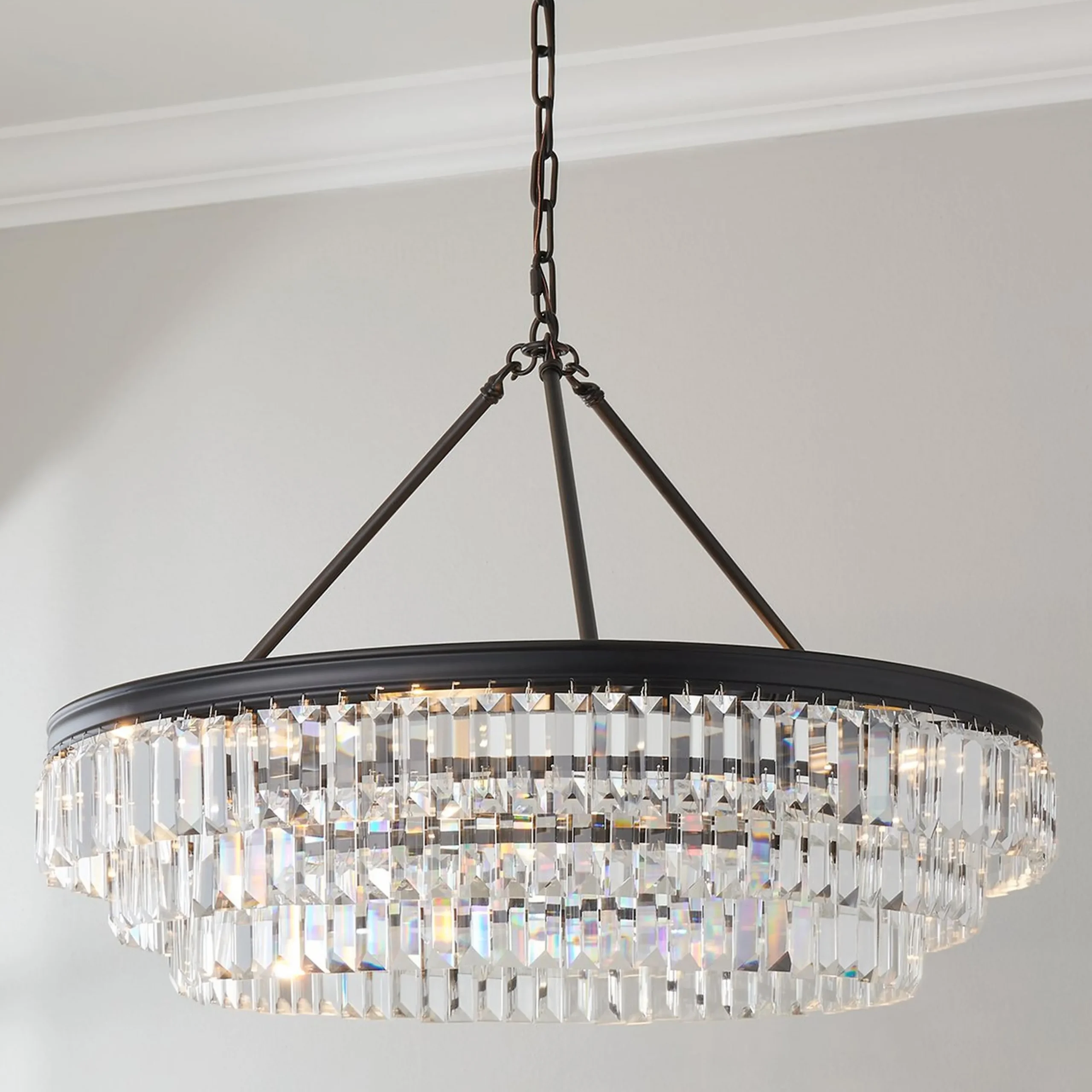 Faceted Glass Layered Chandelier - 30"