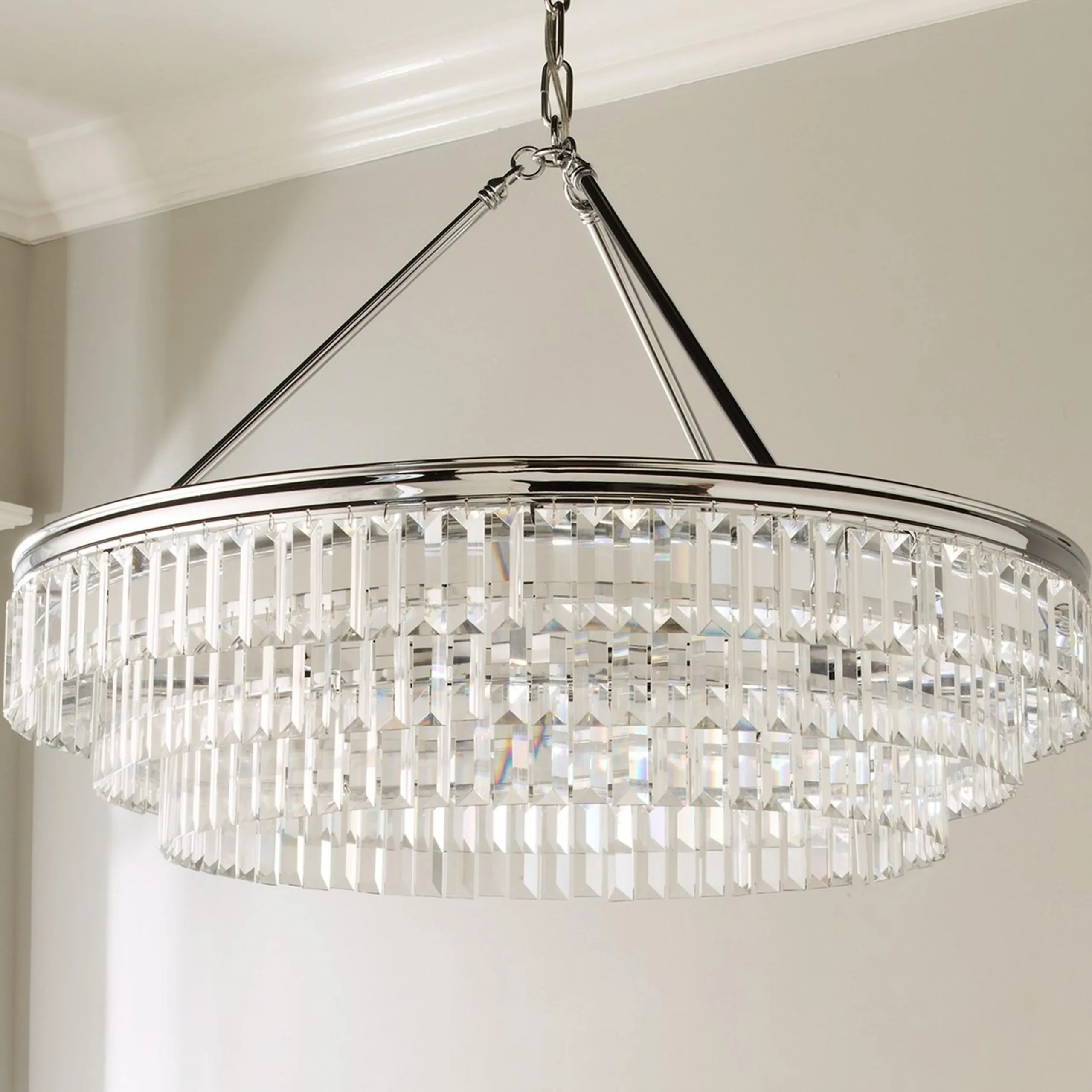 Faceted Glass Layered Chandelier - 30"
