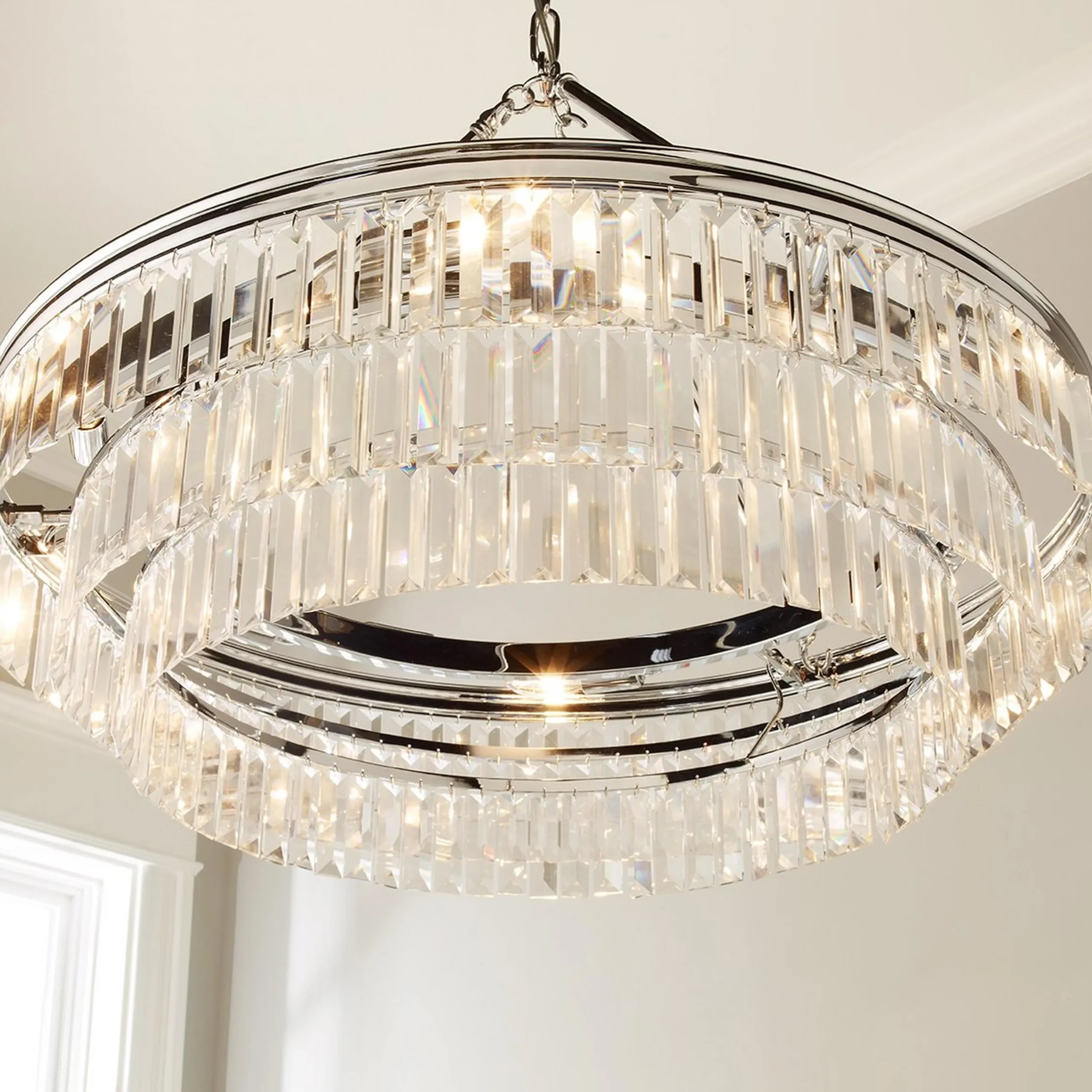 Faceted Glass Layered Chandelier - 30"