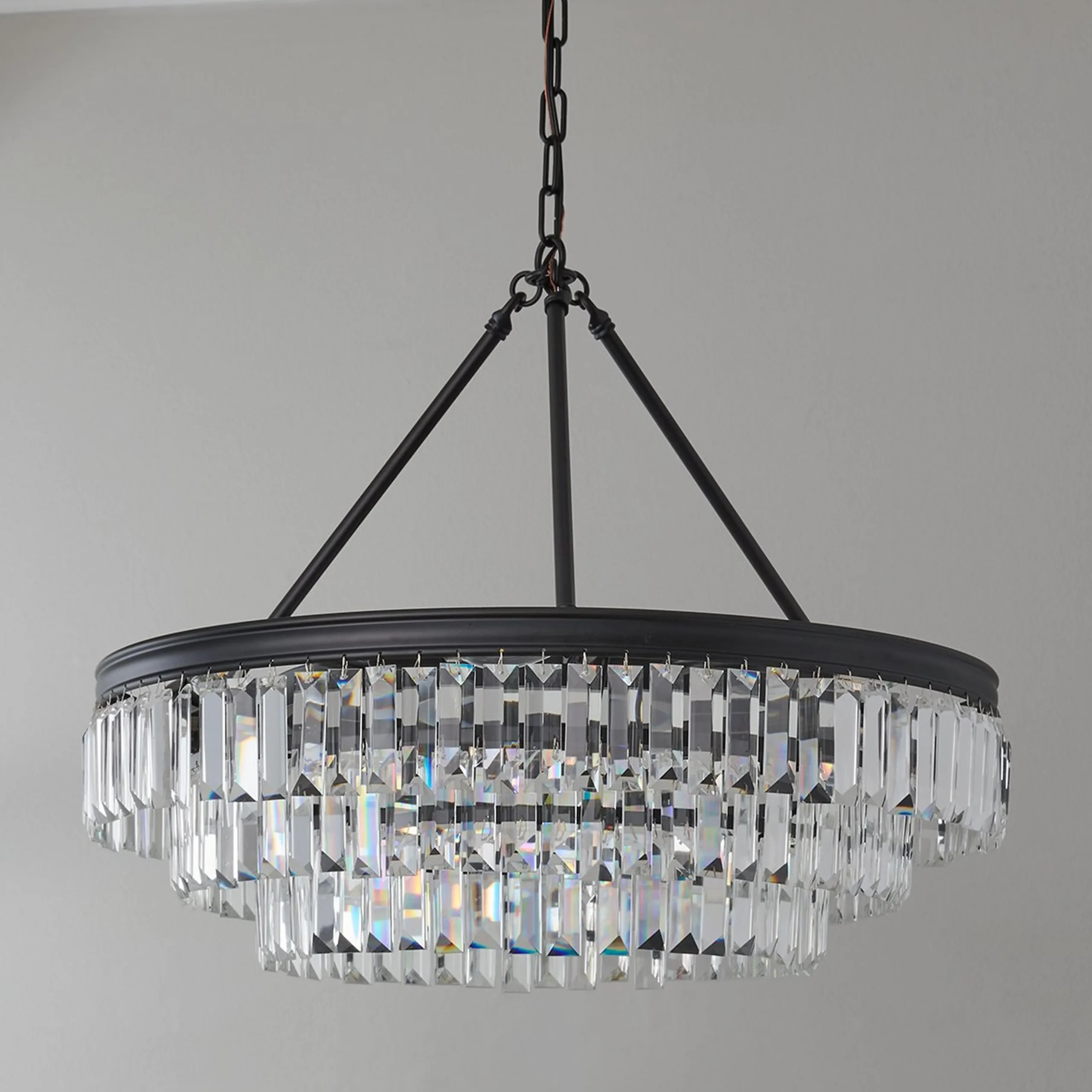 Faceted Glass Layered Chandelier - 25"